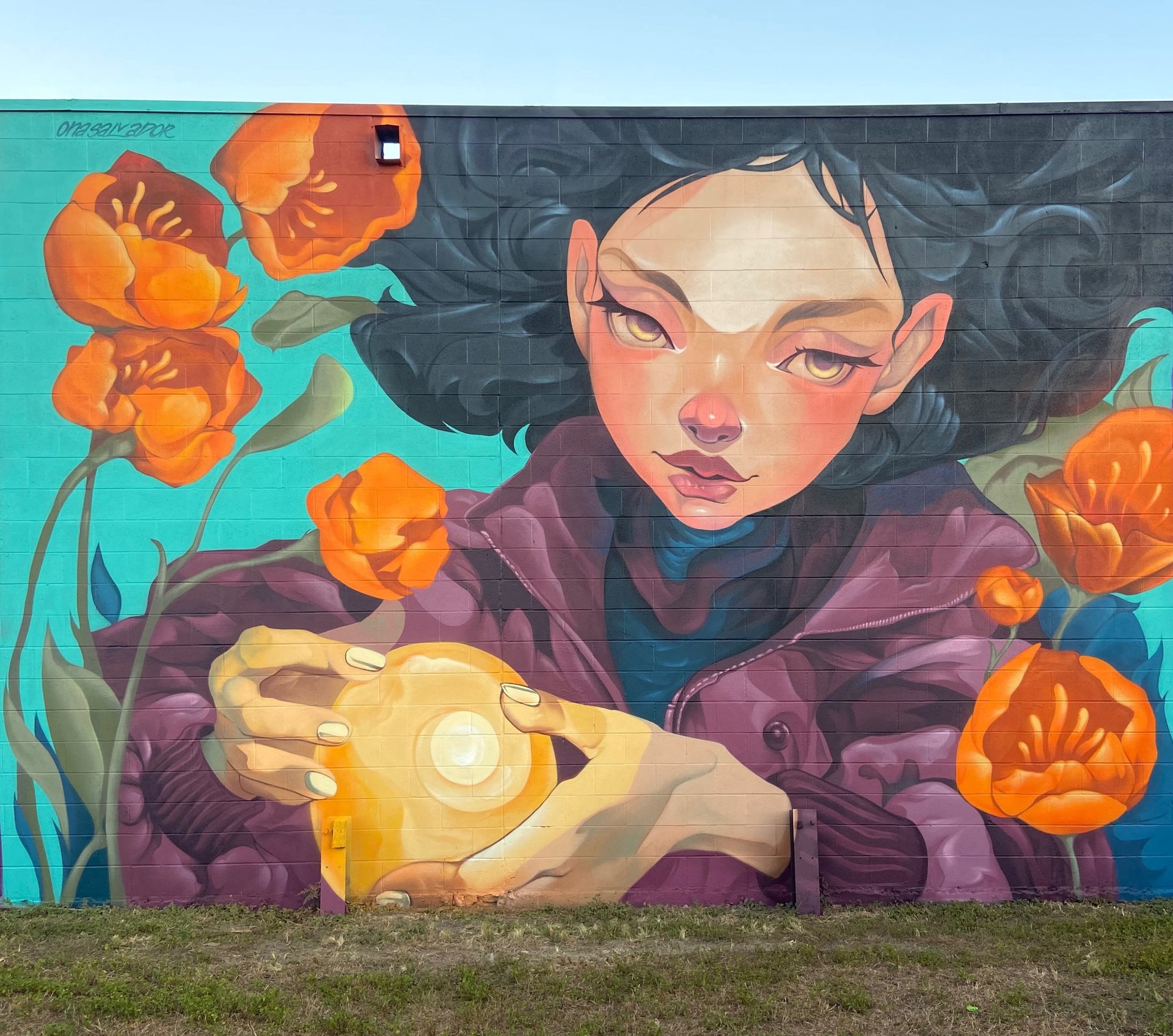 Aurora - Mural en Houston, festival de street art, arte urbano por Ona Salvador