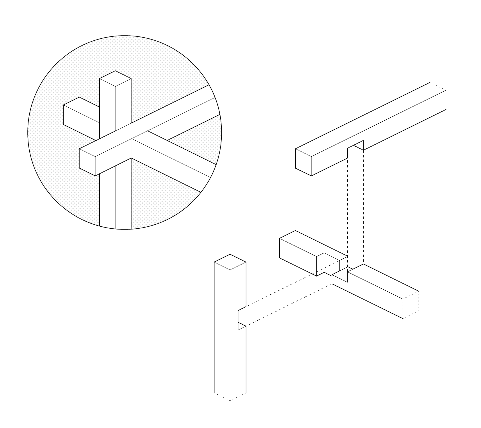 A detail drawing of a custom wood joint