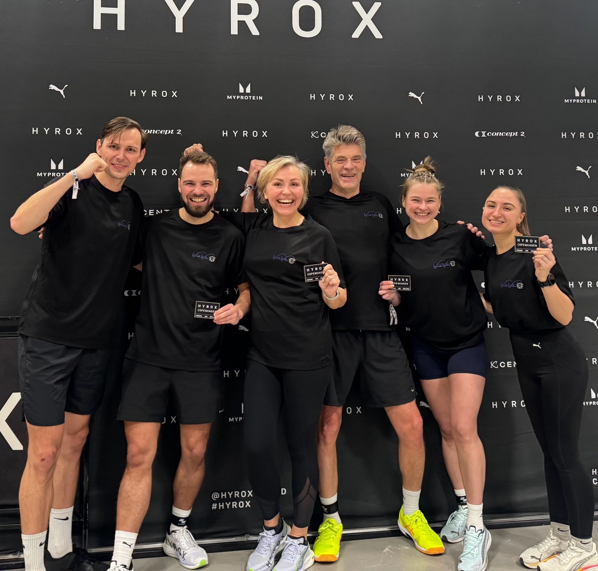 Our Hyrox team with matching Worlds Within t-shirts