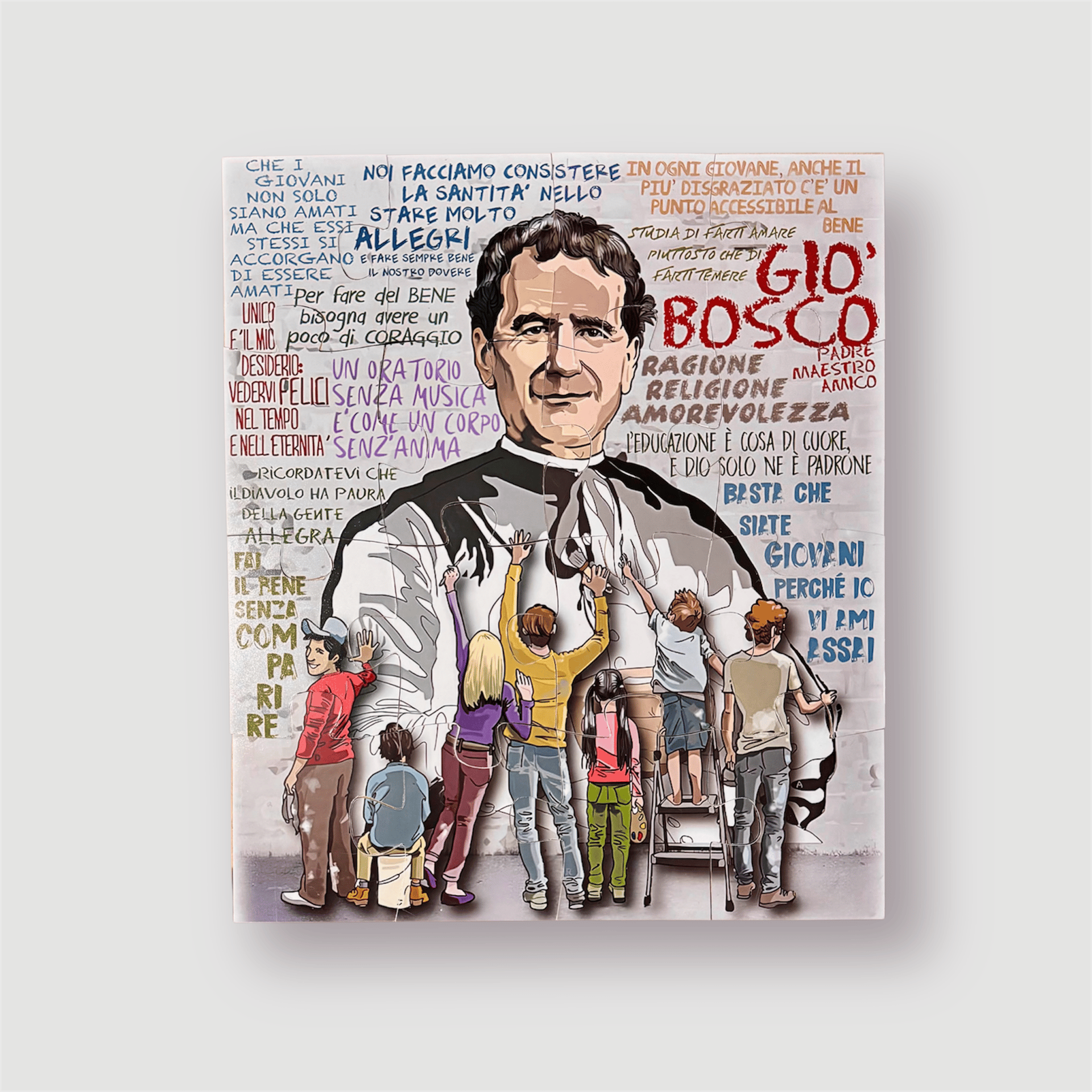 Puzzle in legno con foto di Don Bosco