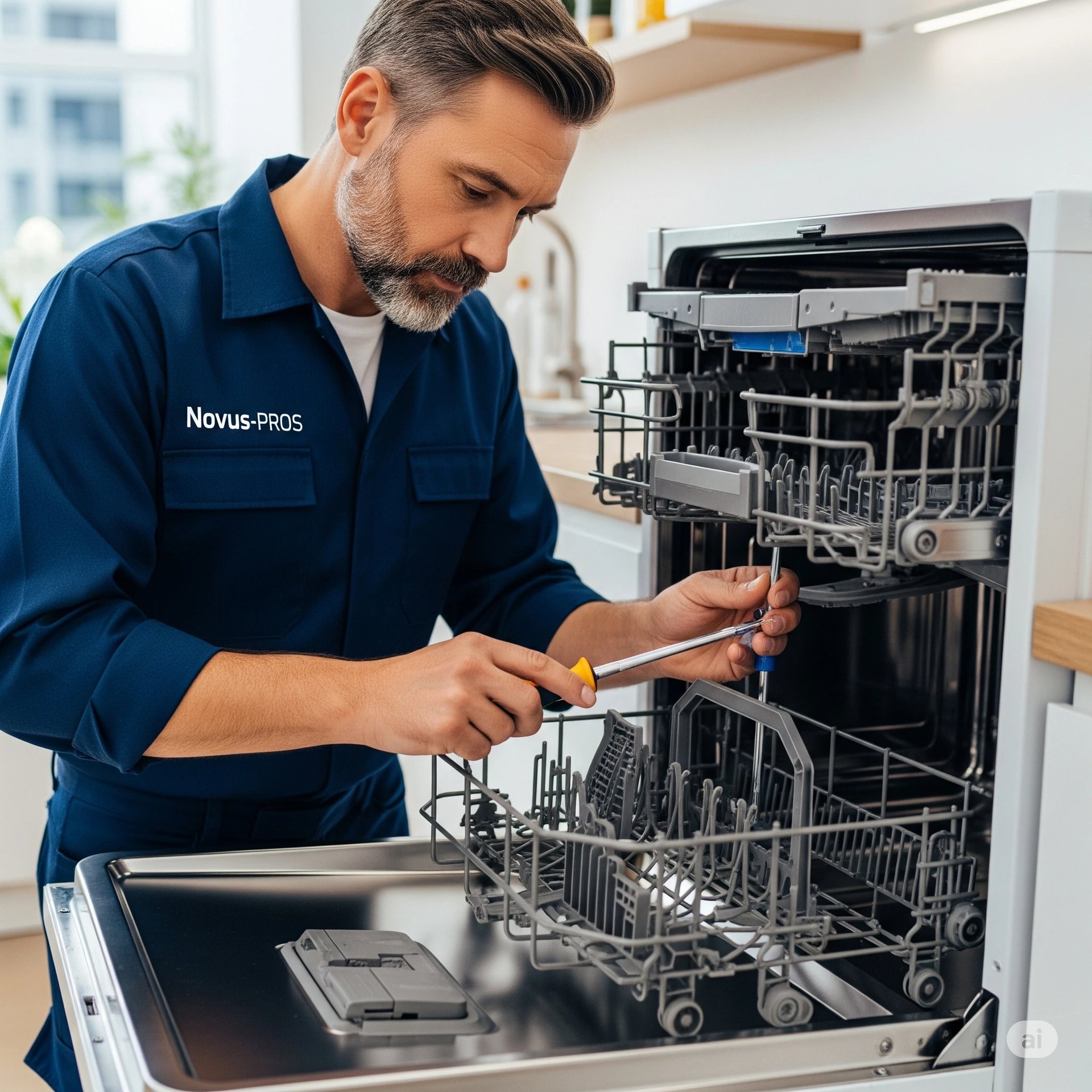 Novus-Pros's technition repairs dishwasher in London