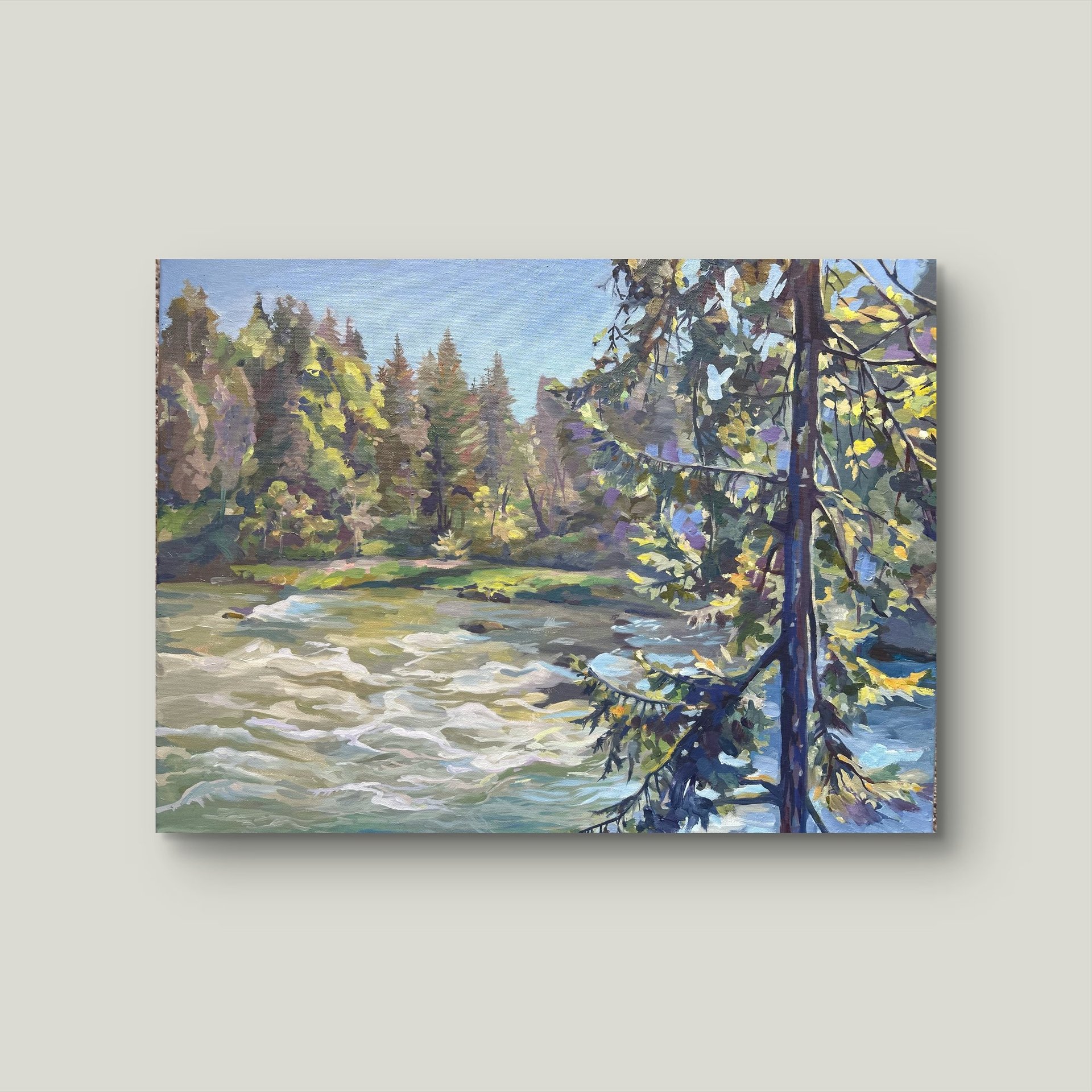 Enchanted River Where Nature's Force Unfolds - 18×24″, oil on canvas - Moiseieva A