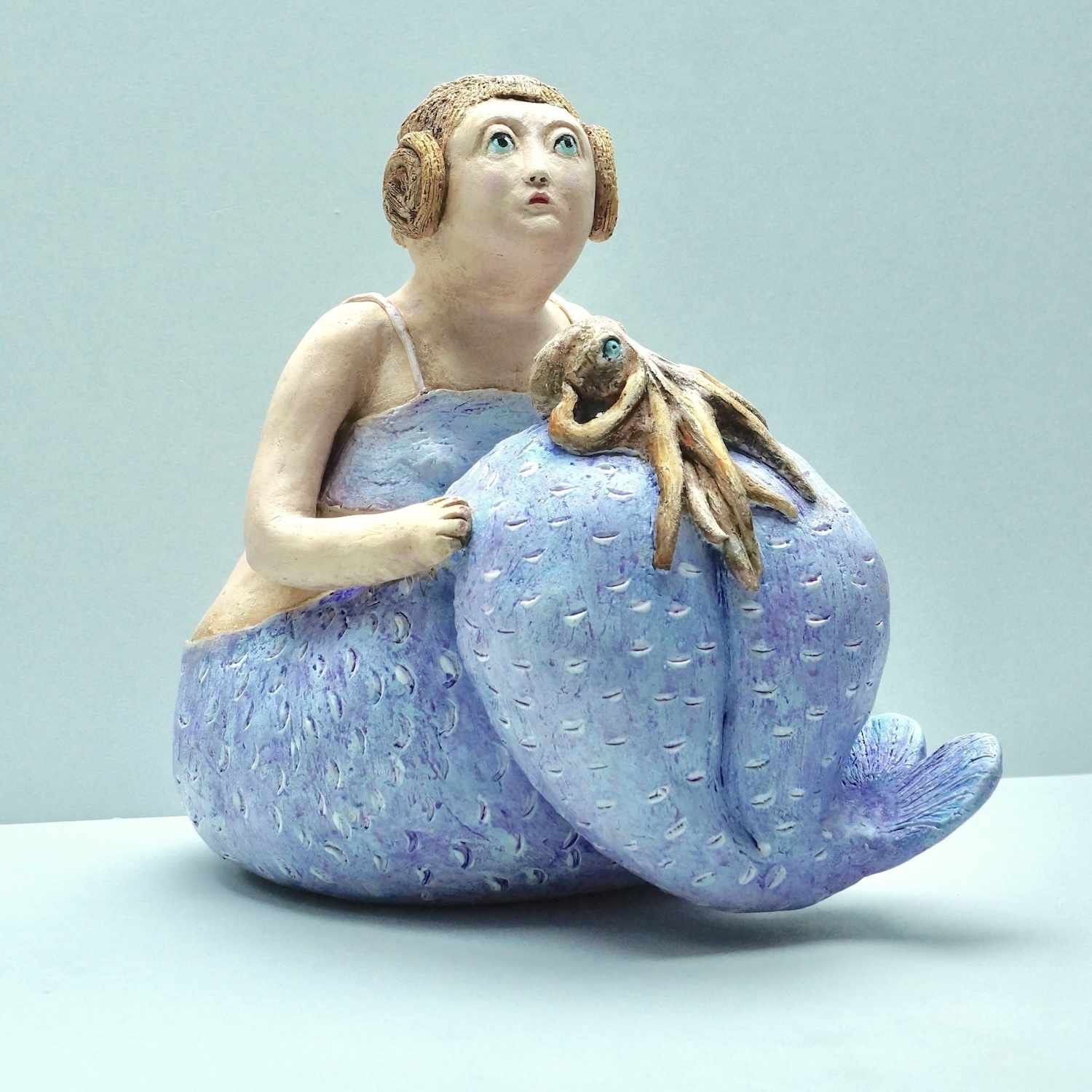 sculpture terre sirène et pieuvre