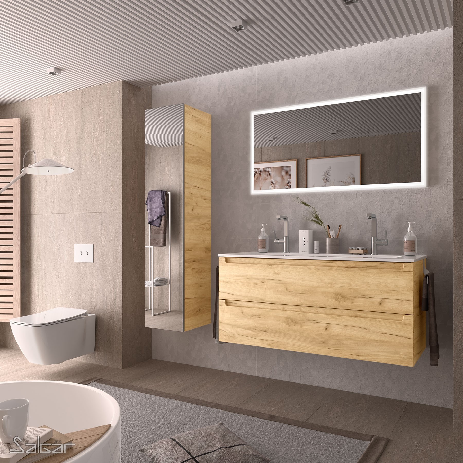 Salgar wood bathroom vanity unit