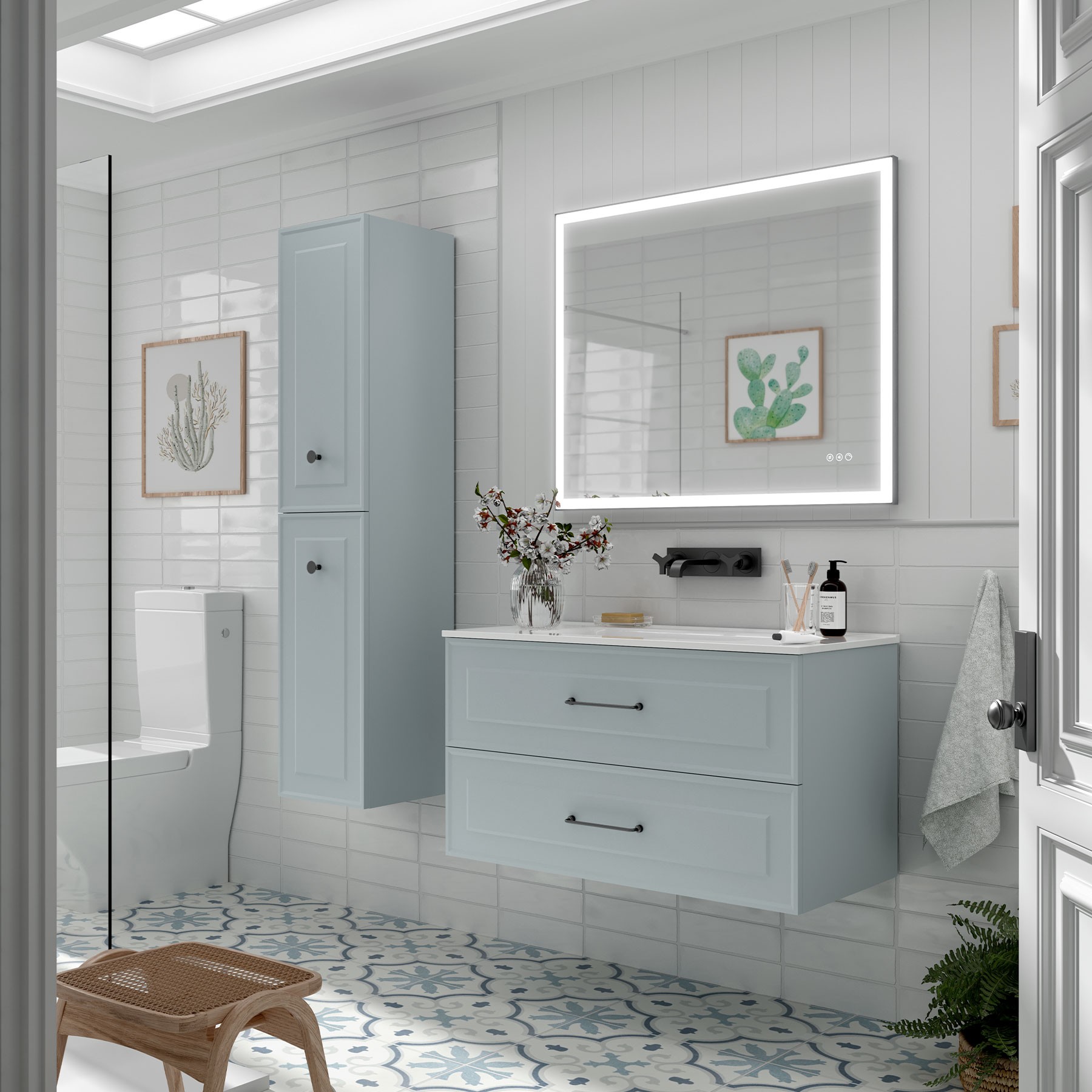 Salgar Blue bathroom unit and wall cupboard