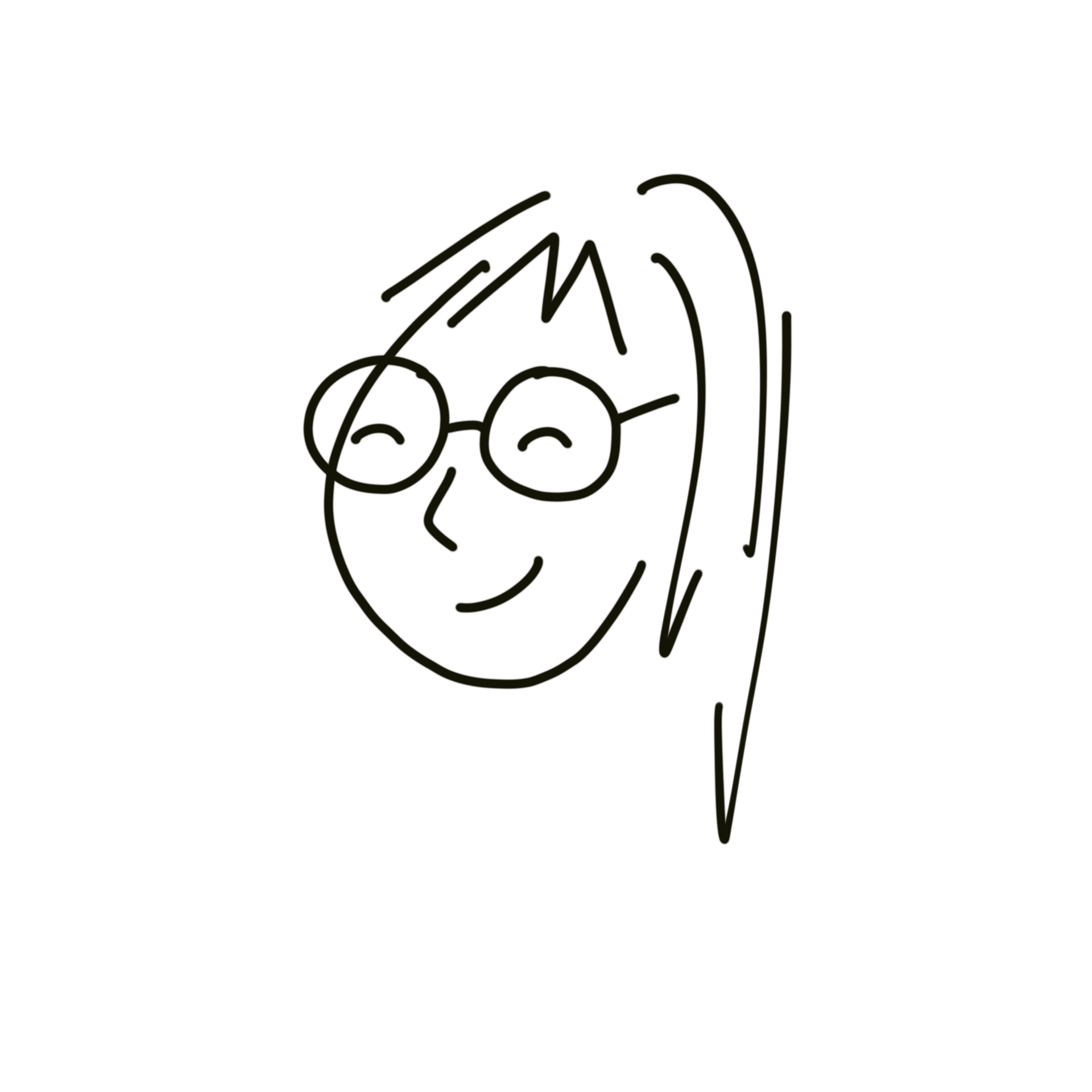 hand-drawn illustration of a face with glasses