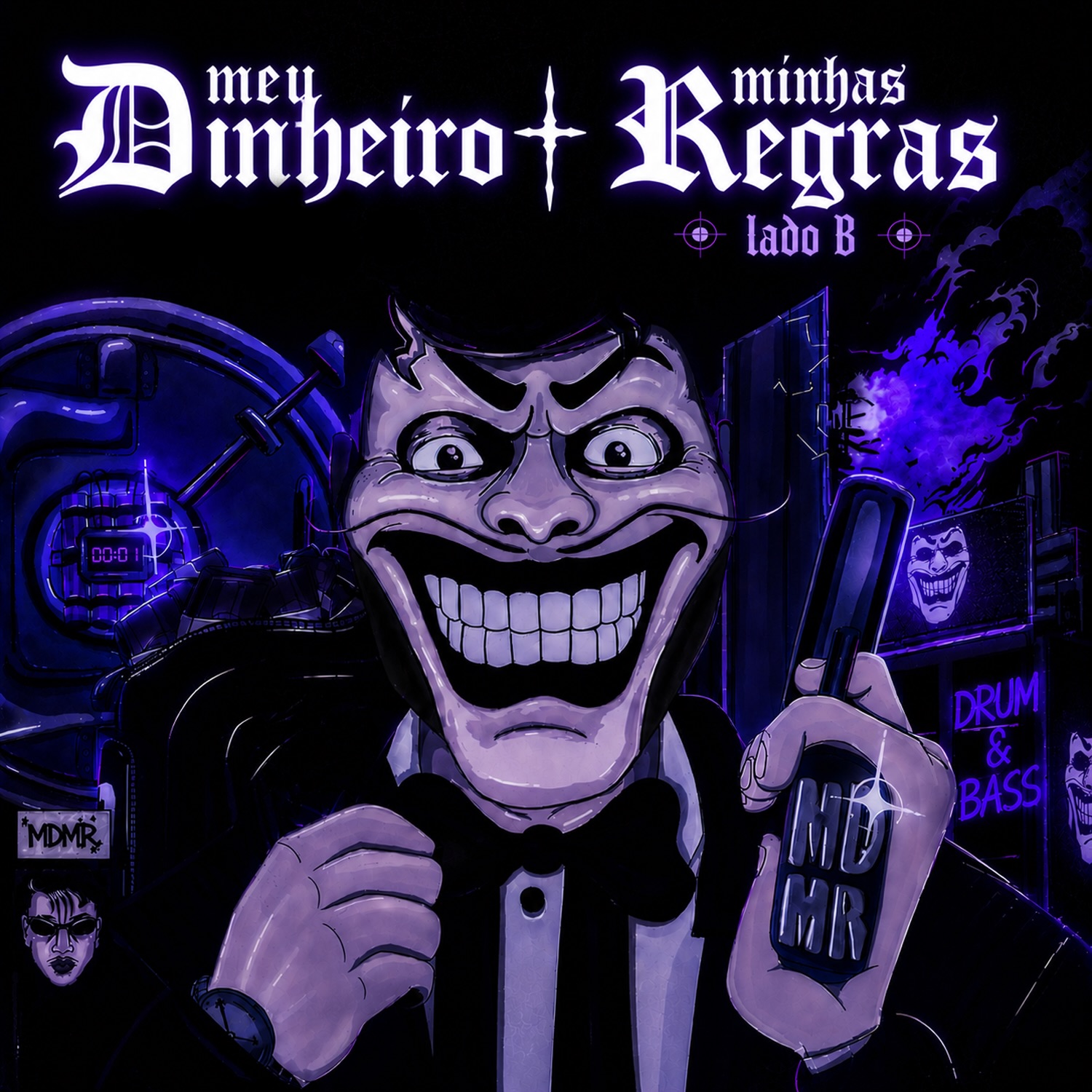 Capa oficial do projeto MDMR Lado B com as sete faixas remixadas em Drum and Bass, Funk Mix e House Mix.