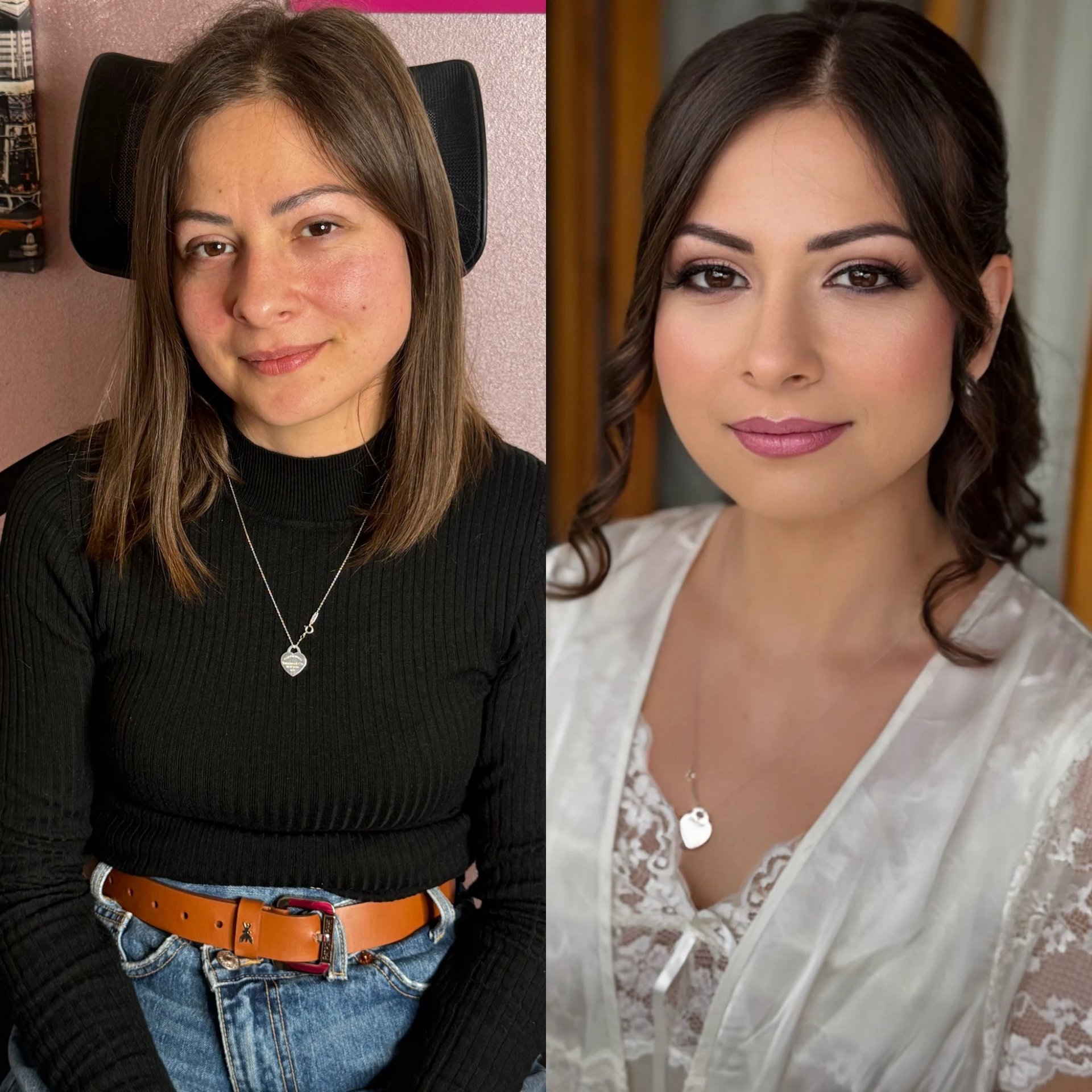 Prima e dopo trucco sposa naturale realizzato da Jessica Simonati a Torino