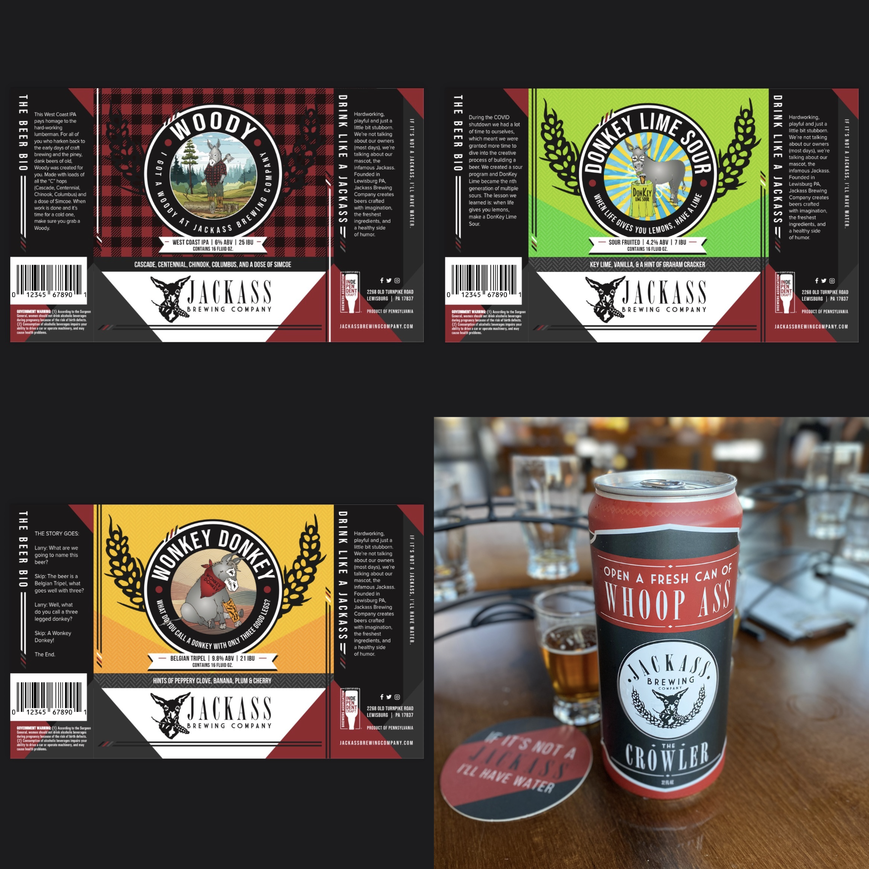 Jackass Brewing Company Beer Can Design Donkey Lime Sour