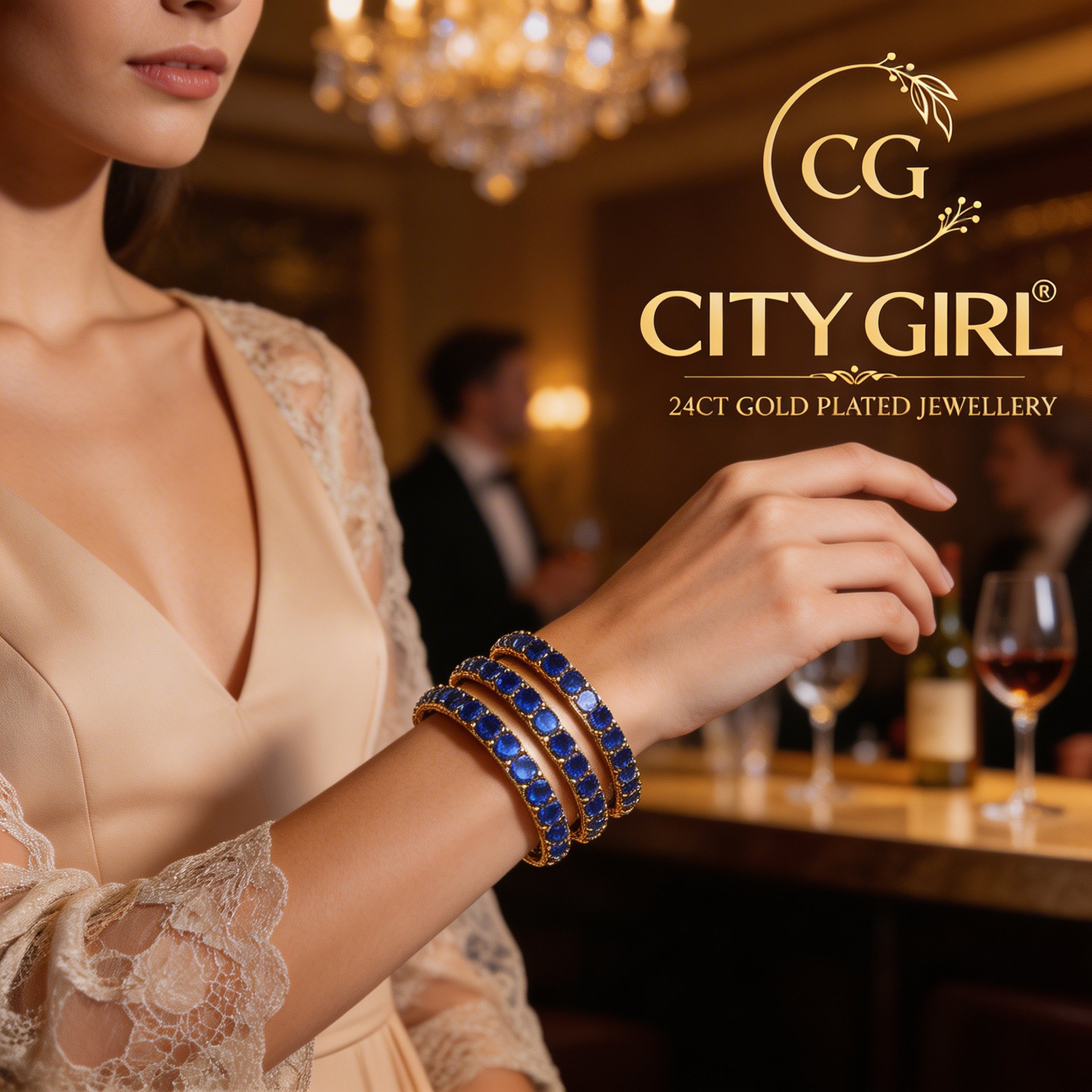goldcoveringbangles.com - City Girl Jewellery - Party Kangans with CZ- 18K Gold Plated Bangles