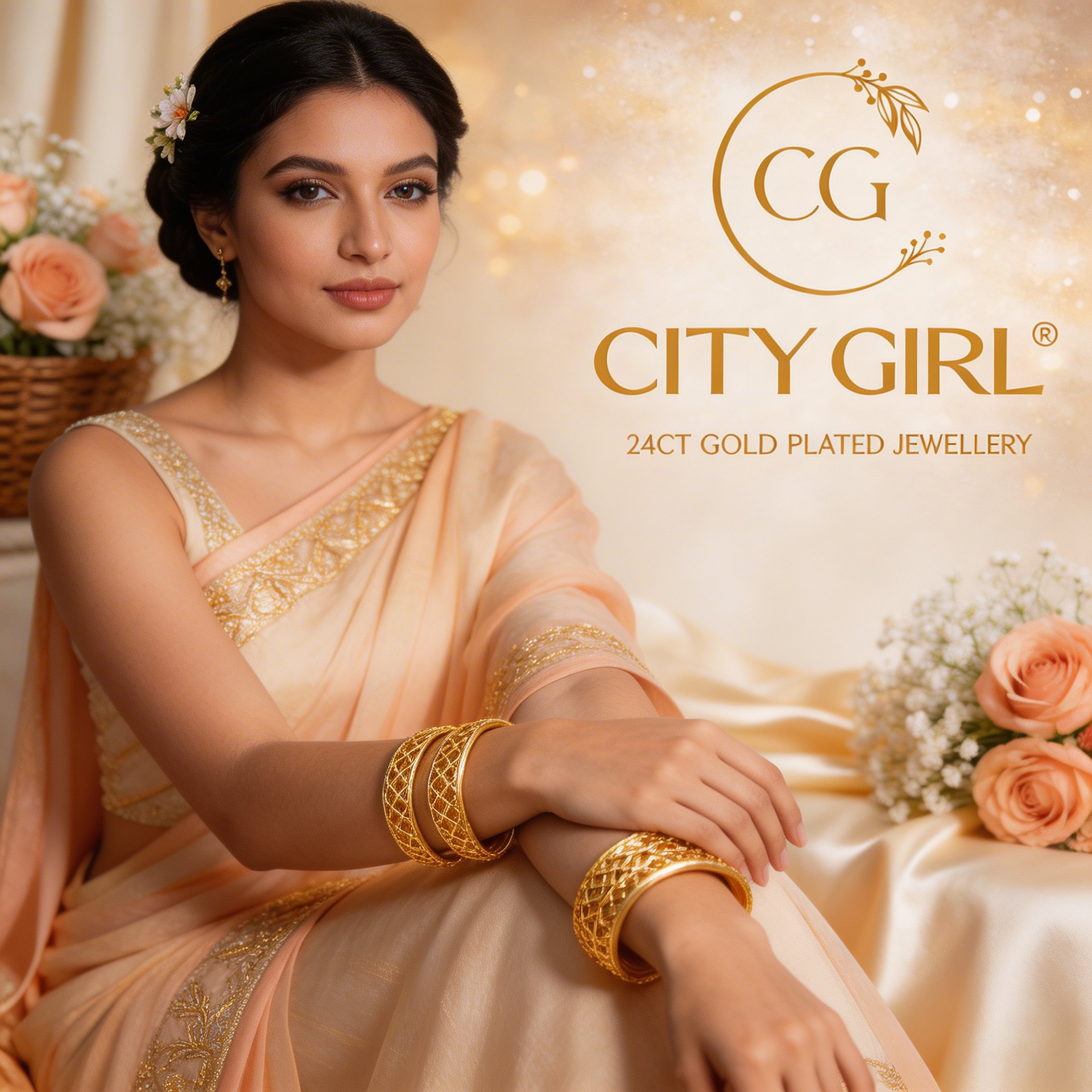 Coordinated bridesmaid jewellery set gold-plated — wedding party jewellery - City Girl Jewellery