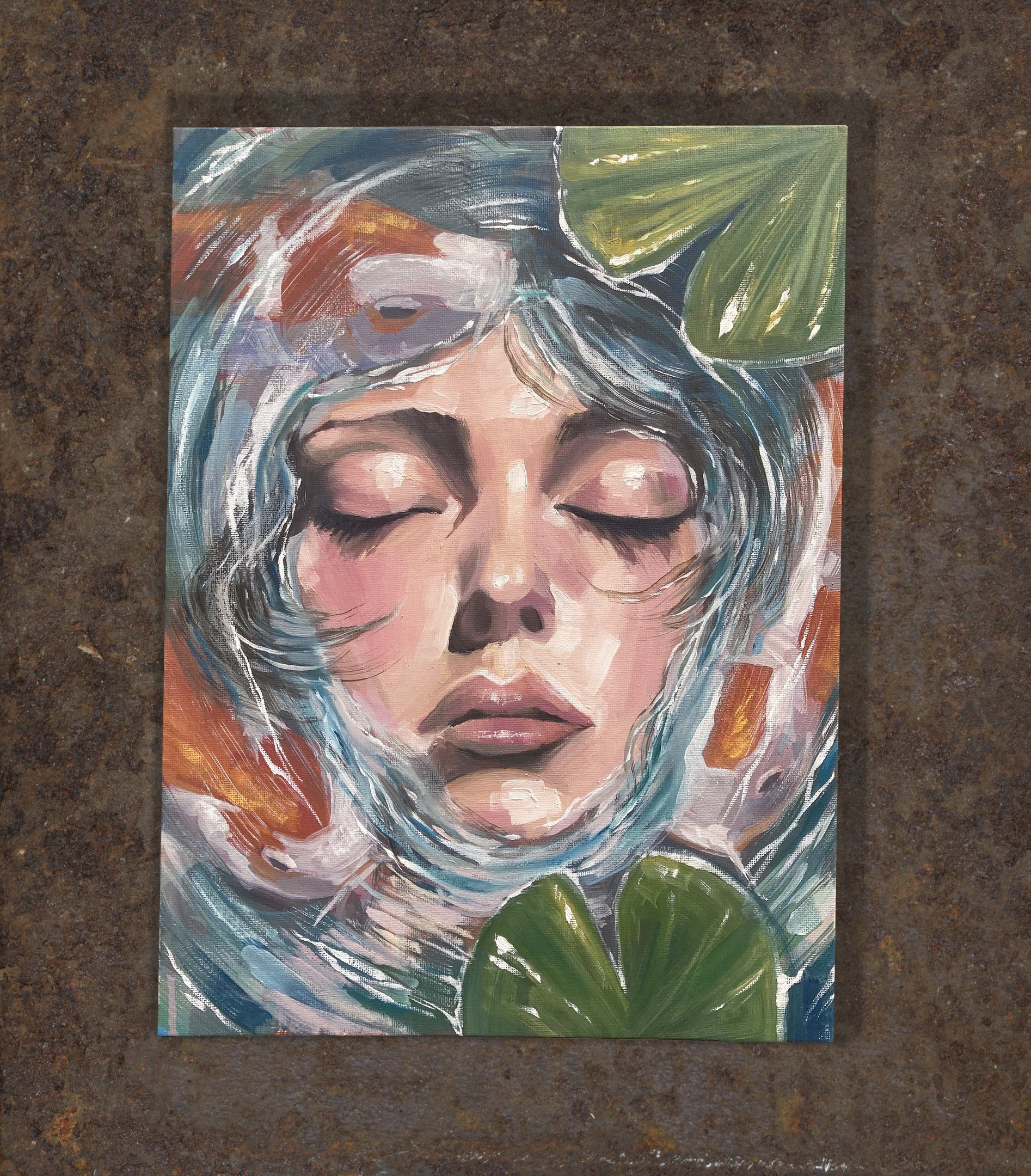 Pintura al óleo sobre madera con textura visible. 30x40 cm.