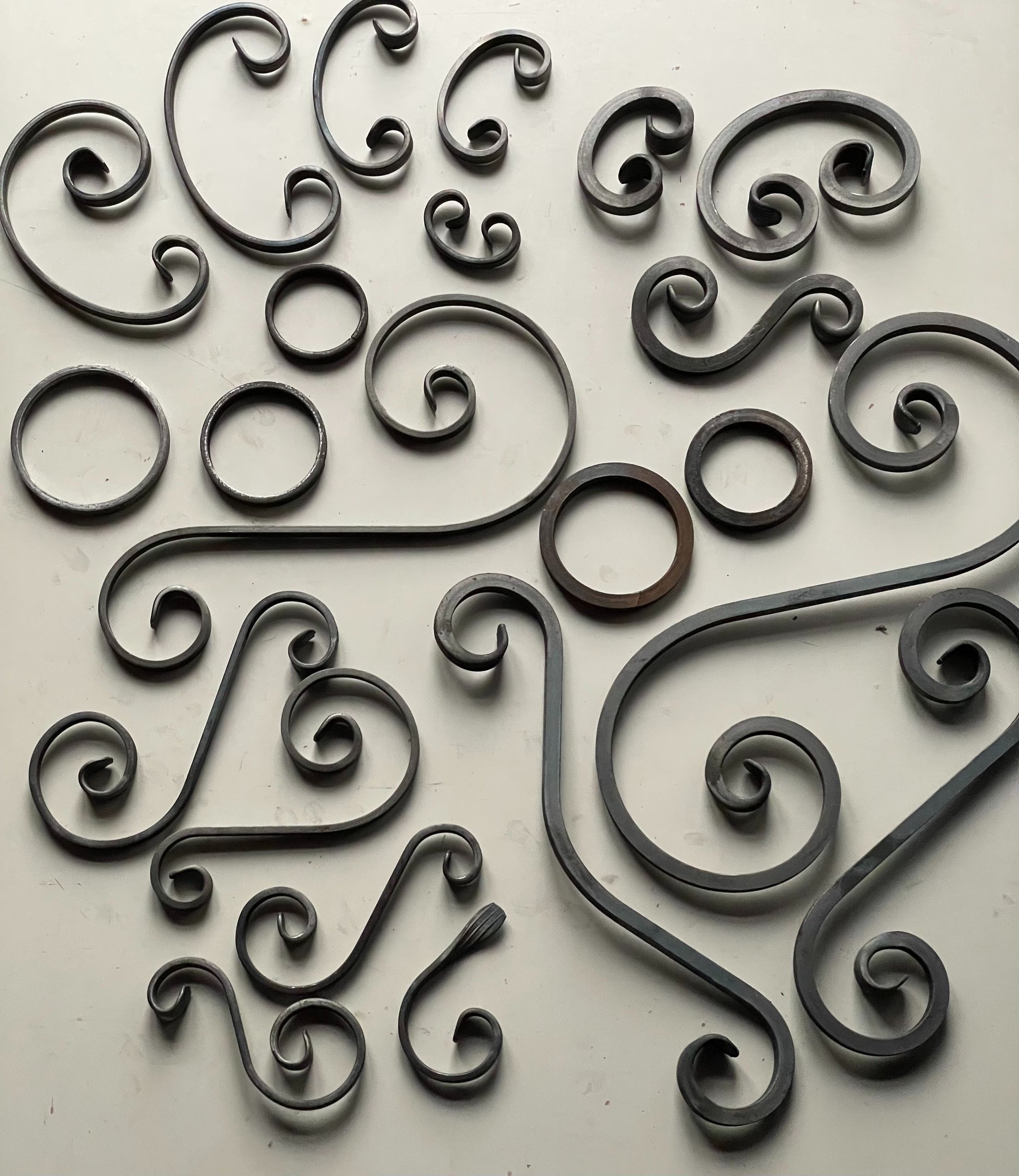 a bunch of metal and iron ironwork