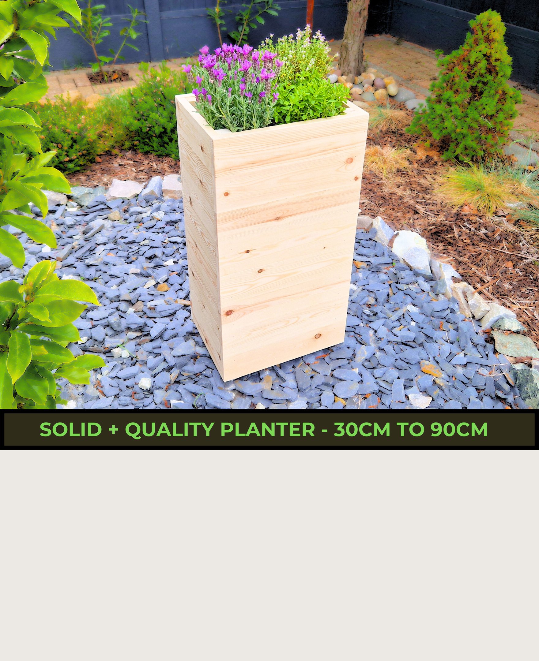 tall wooden planter made from natural wood handmade quality wood  