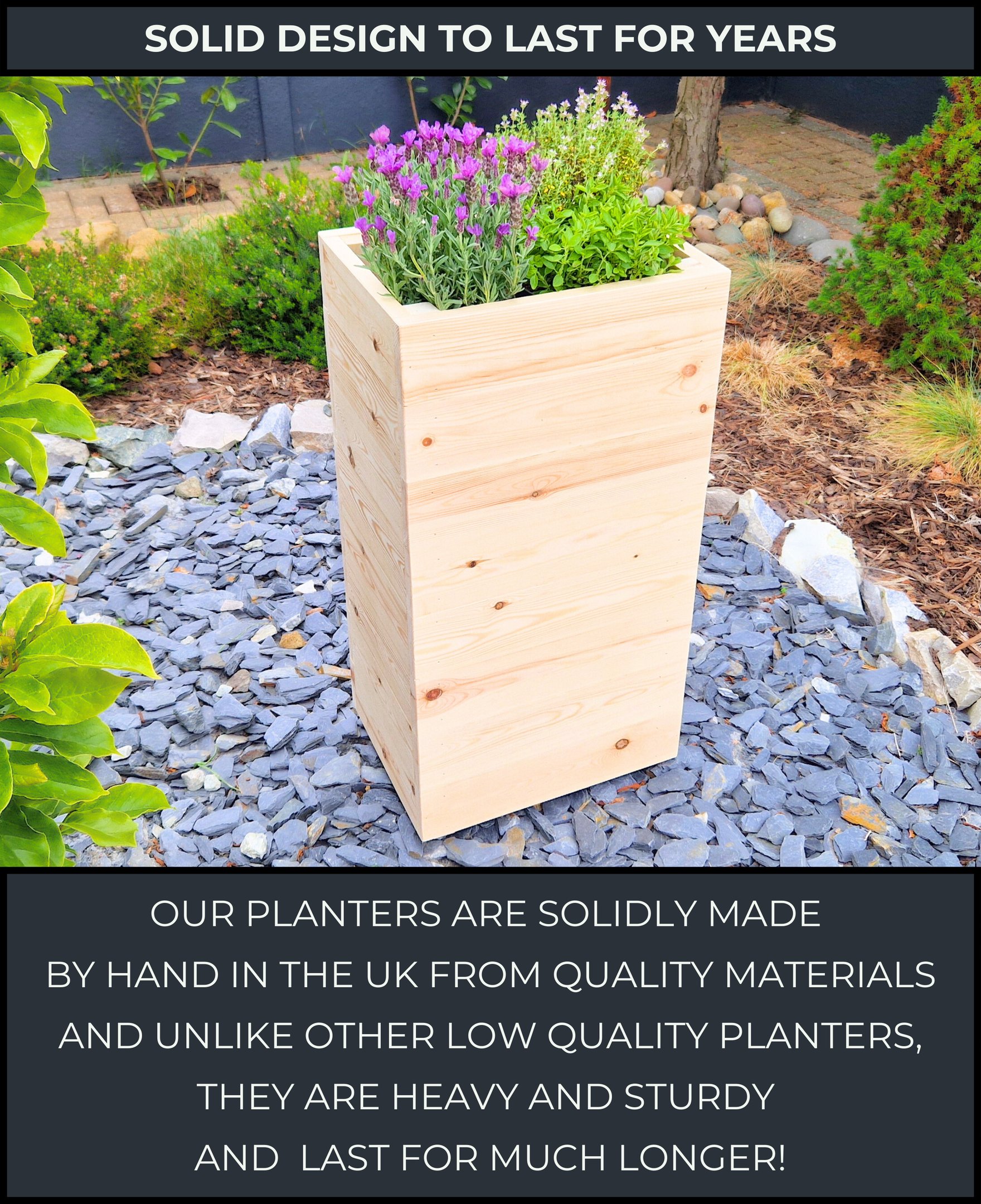 tall wooden planter made to size UK