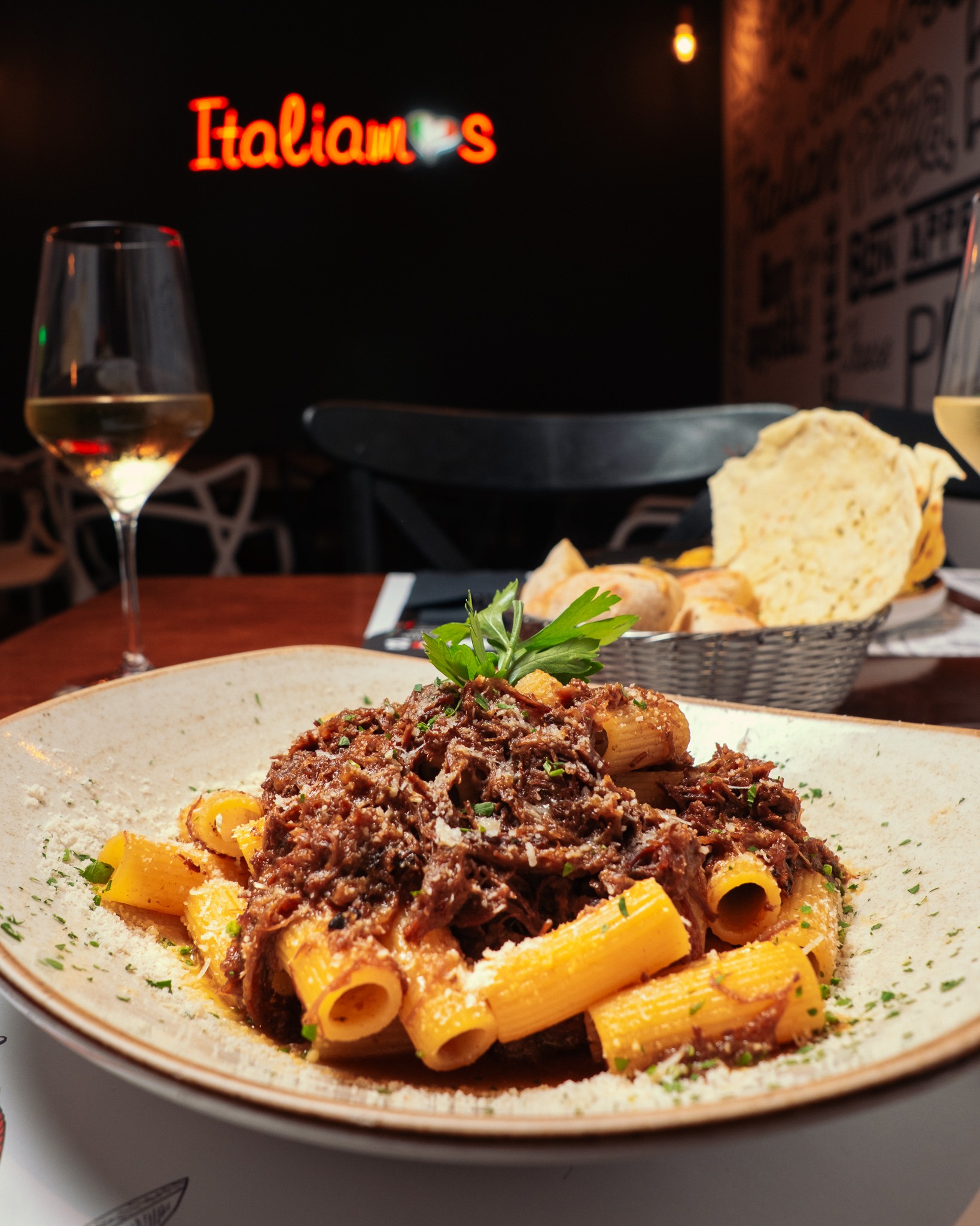 a pasta pasta pasta with meat and cheese