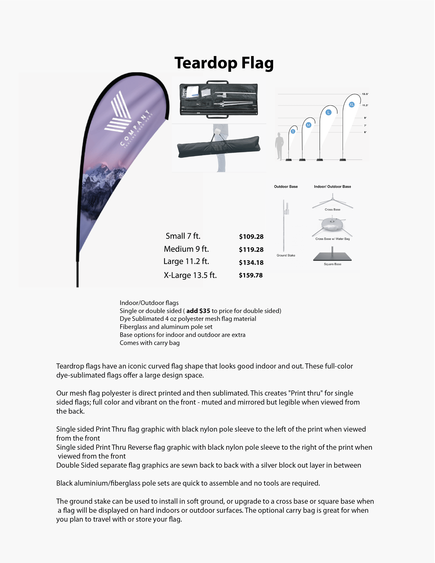 Teardrop banner flag for events