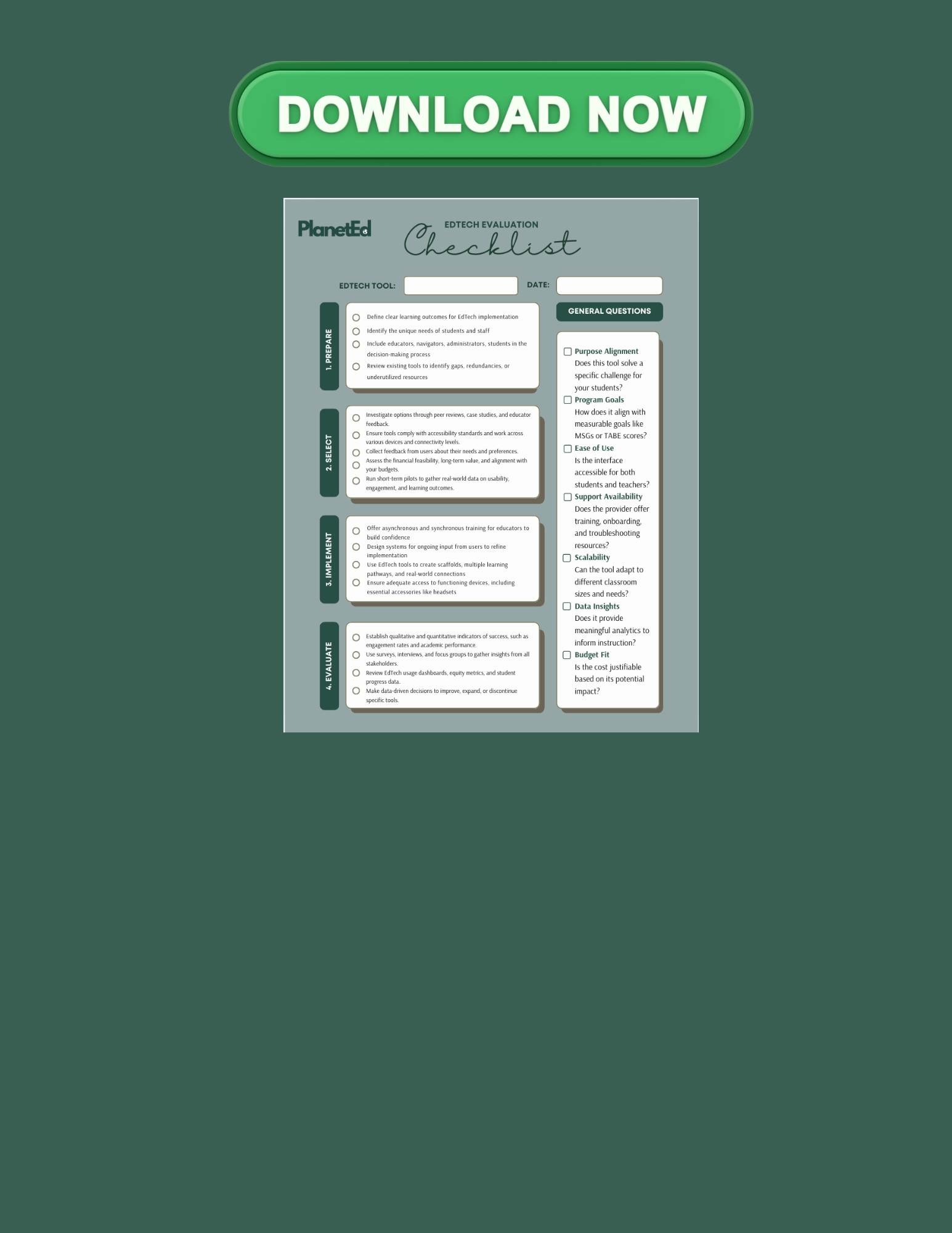 edtech evaluation checklist
