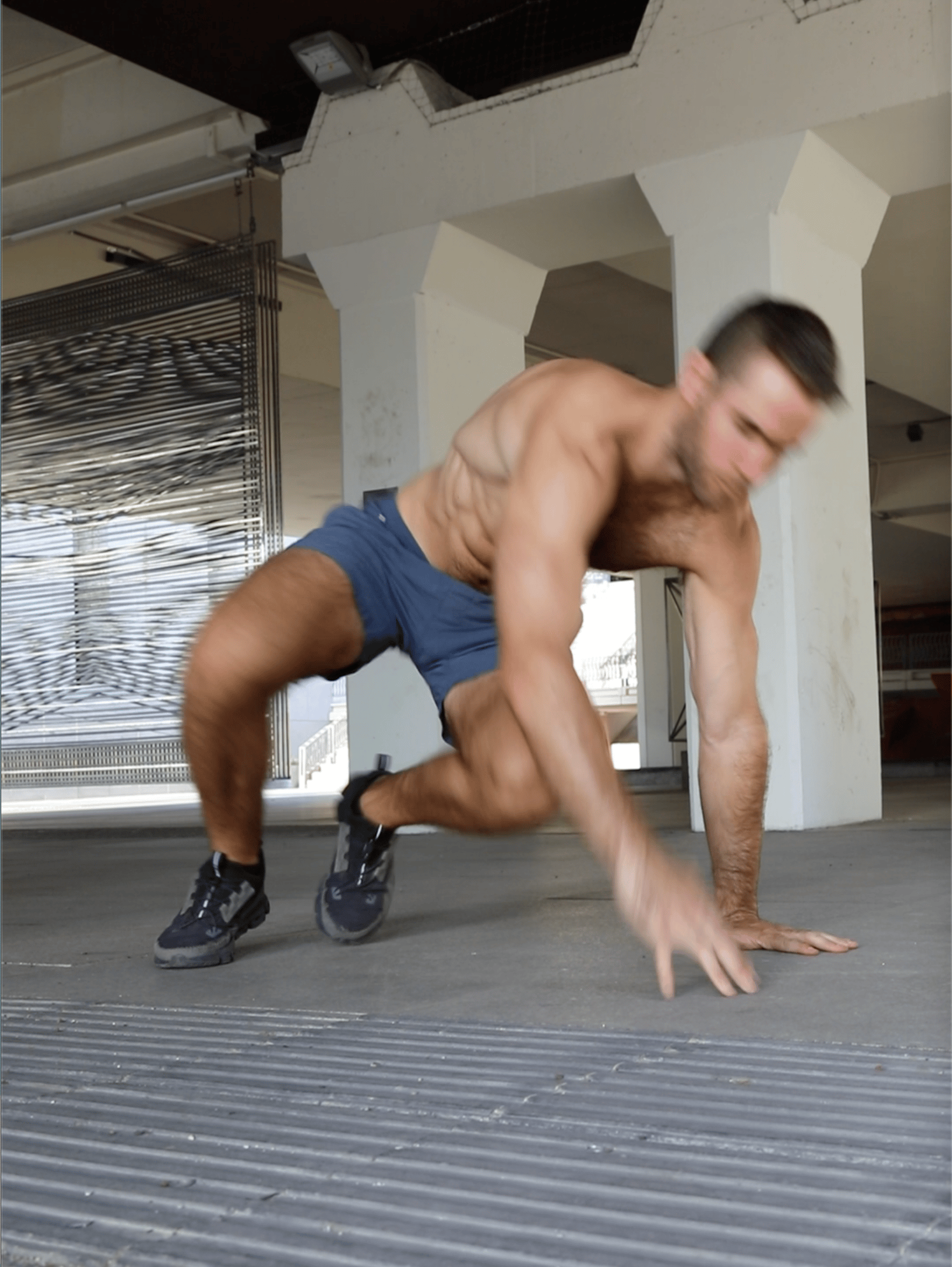 a man doing side kicks