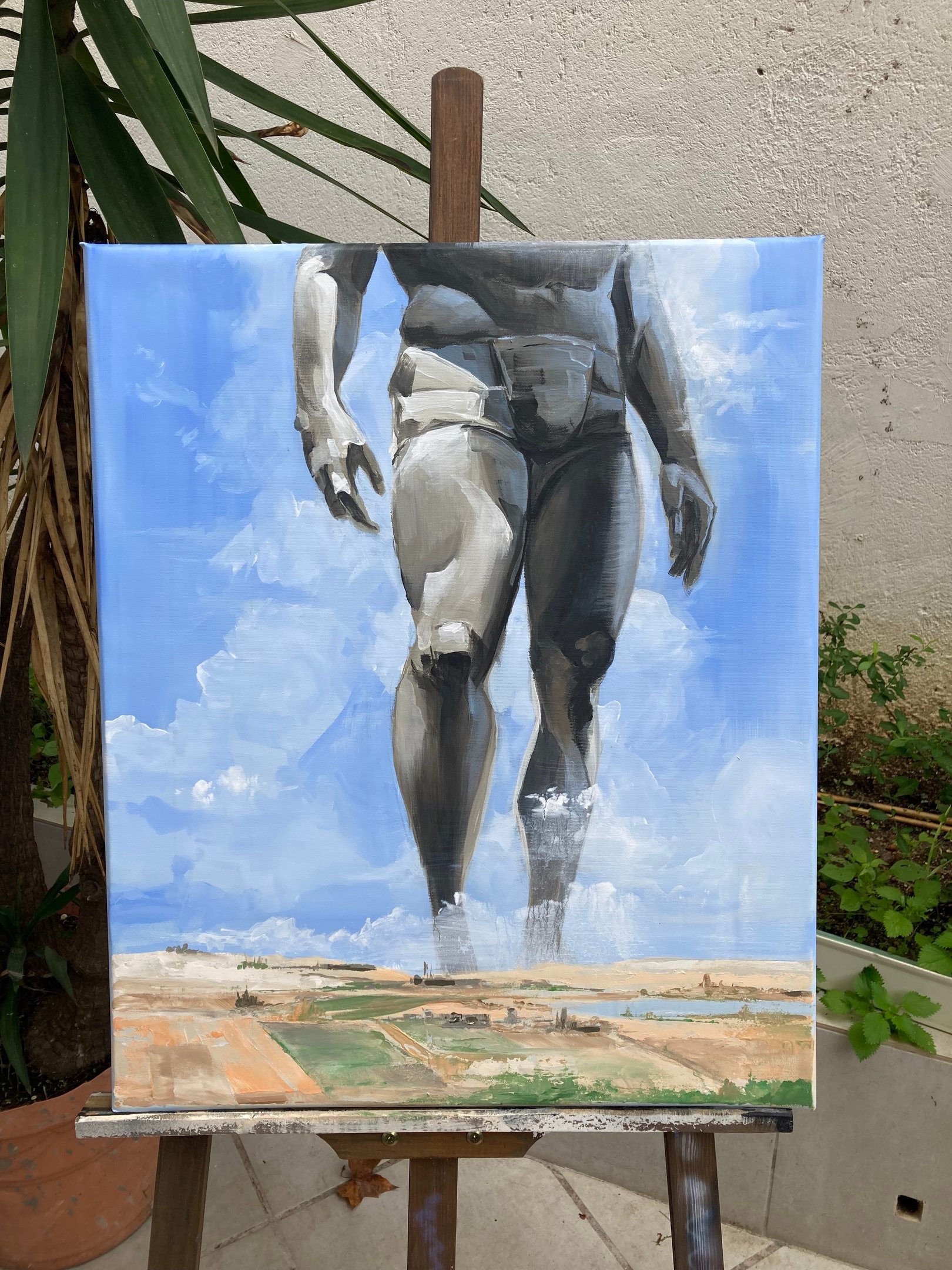 Retrato figurativo al óleo sobre lienzo, con pinceladas sueltas y expresivas que capturan emociones 