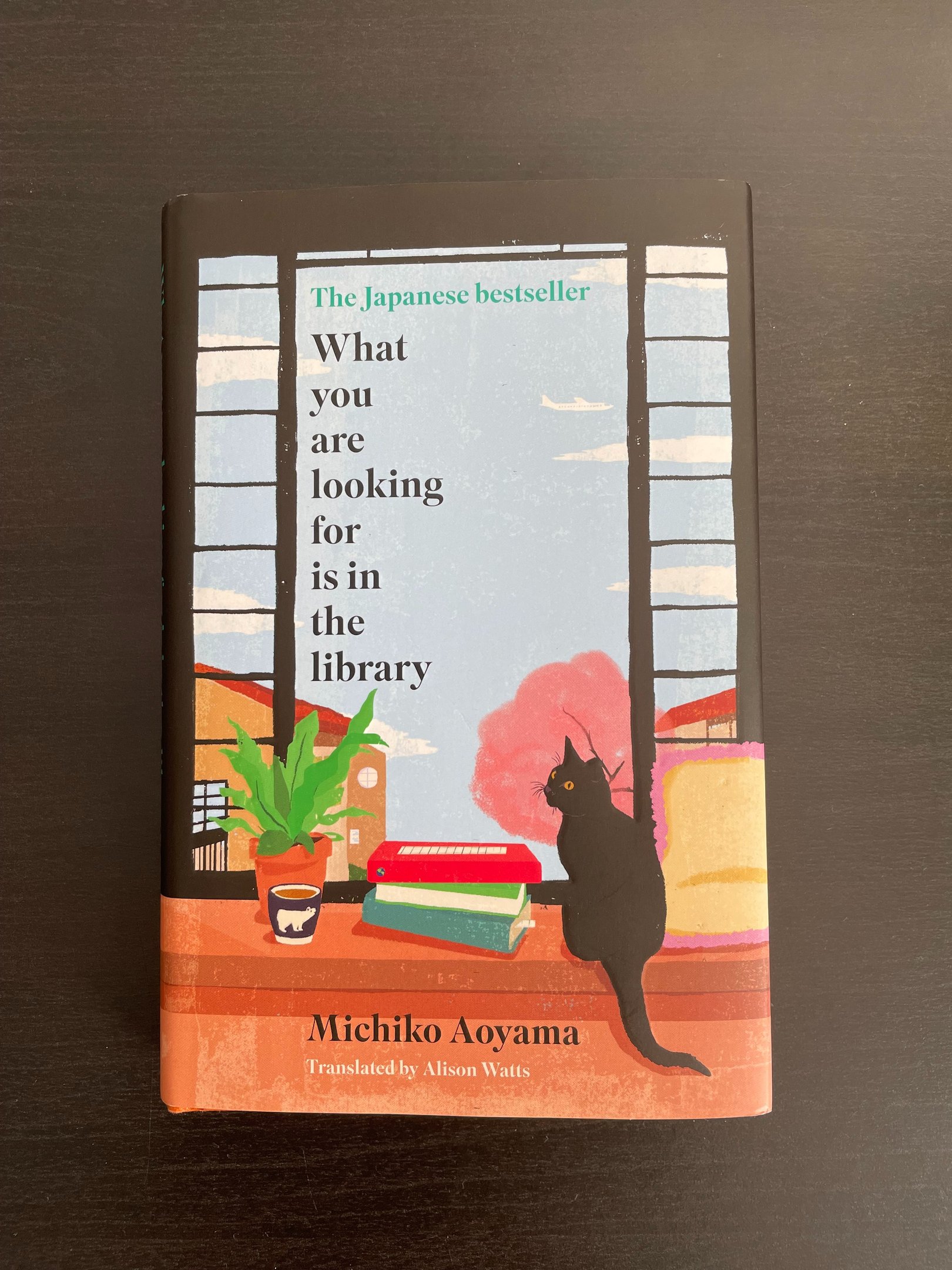 a book with a cat sitting on a table. What you are looking for is in the library