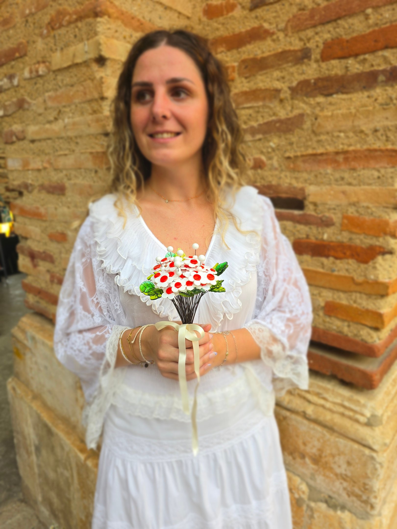Bouquet de fleur éternelle en verre de Murano