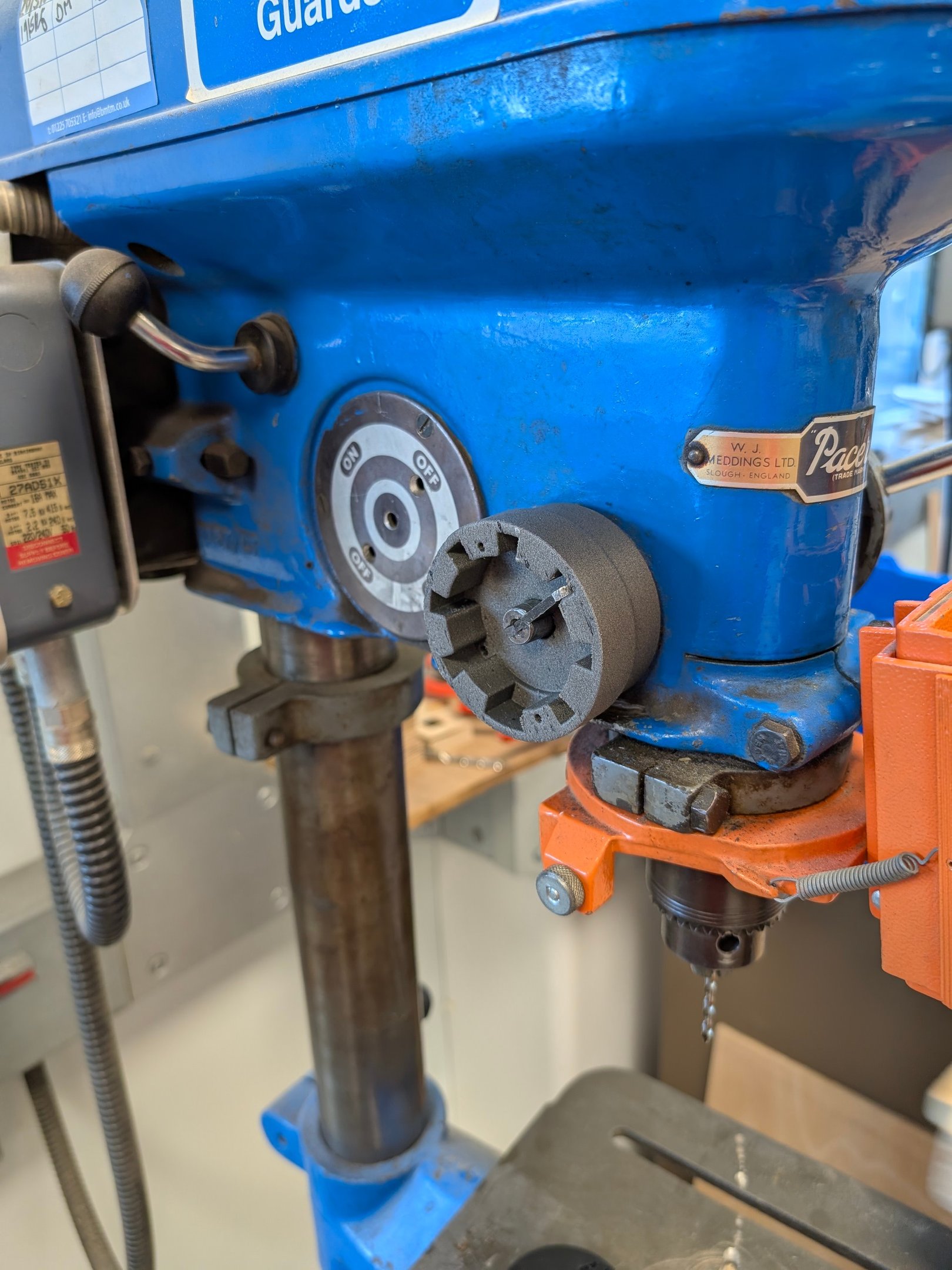 Nylon 3d printed quill spring housing for vintage pillar drill.