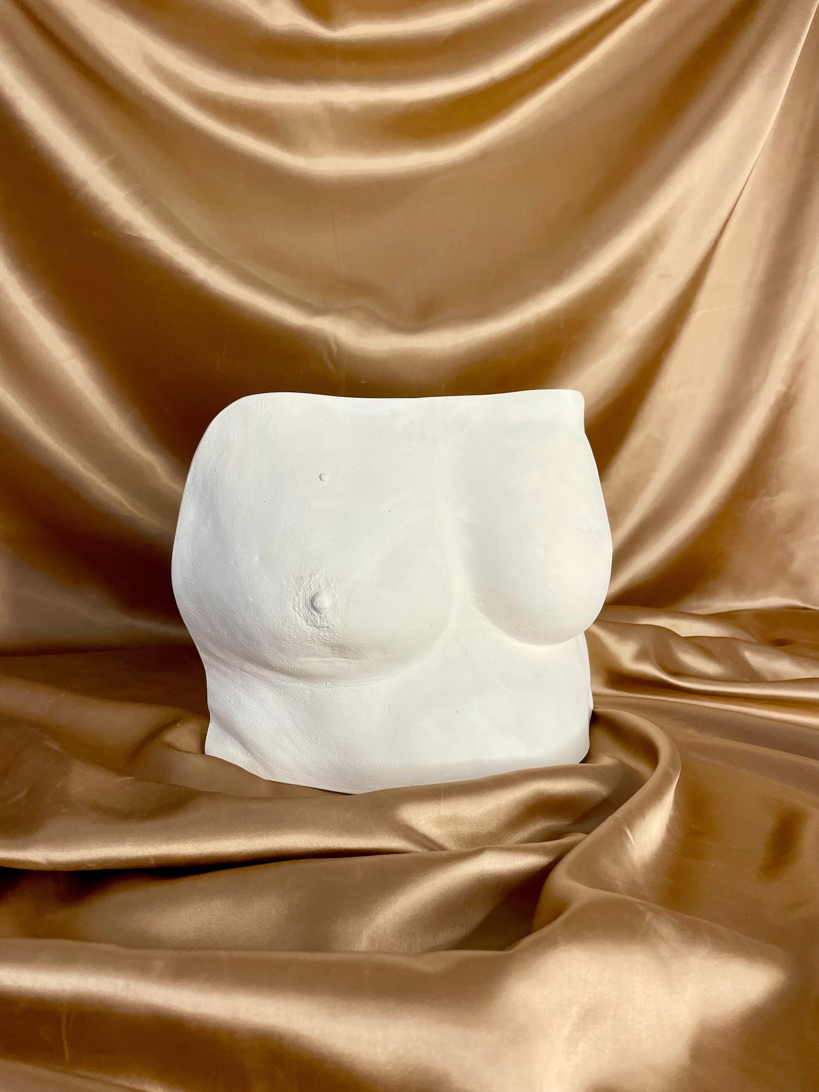 Moulage poitrine sur fond doré - Réalisé à Bordeaux