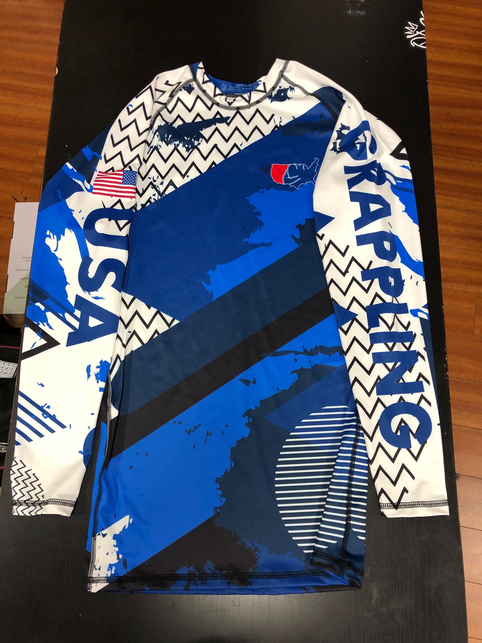 USA Grappling blue Sublimated rash guard