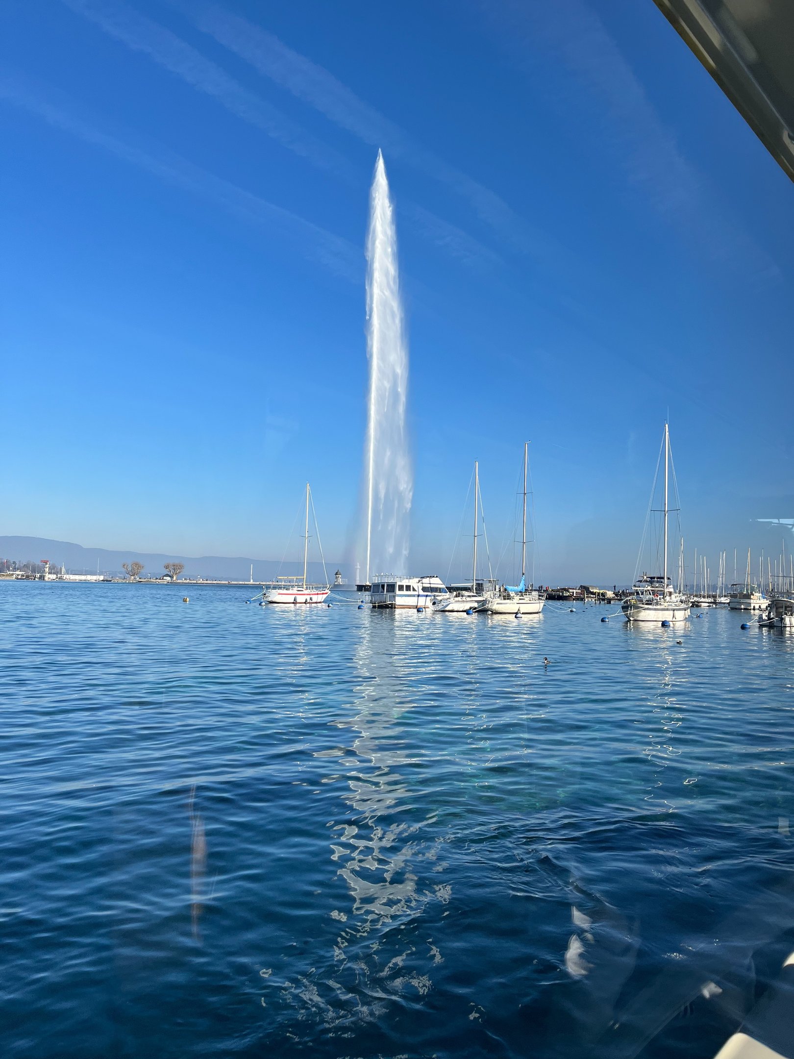 View of the Jet d'Eau in Geneva Switzerland