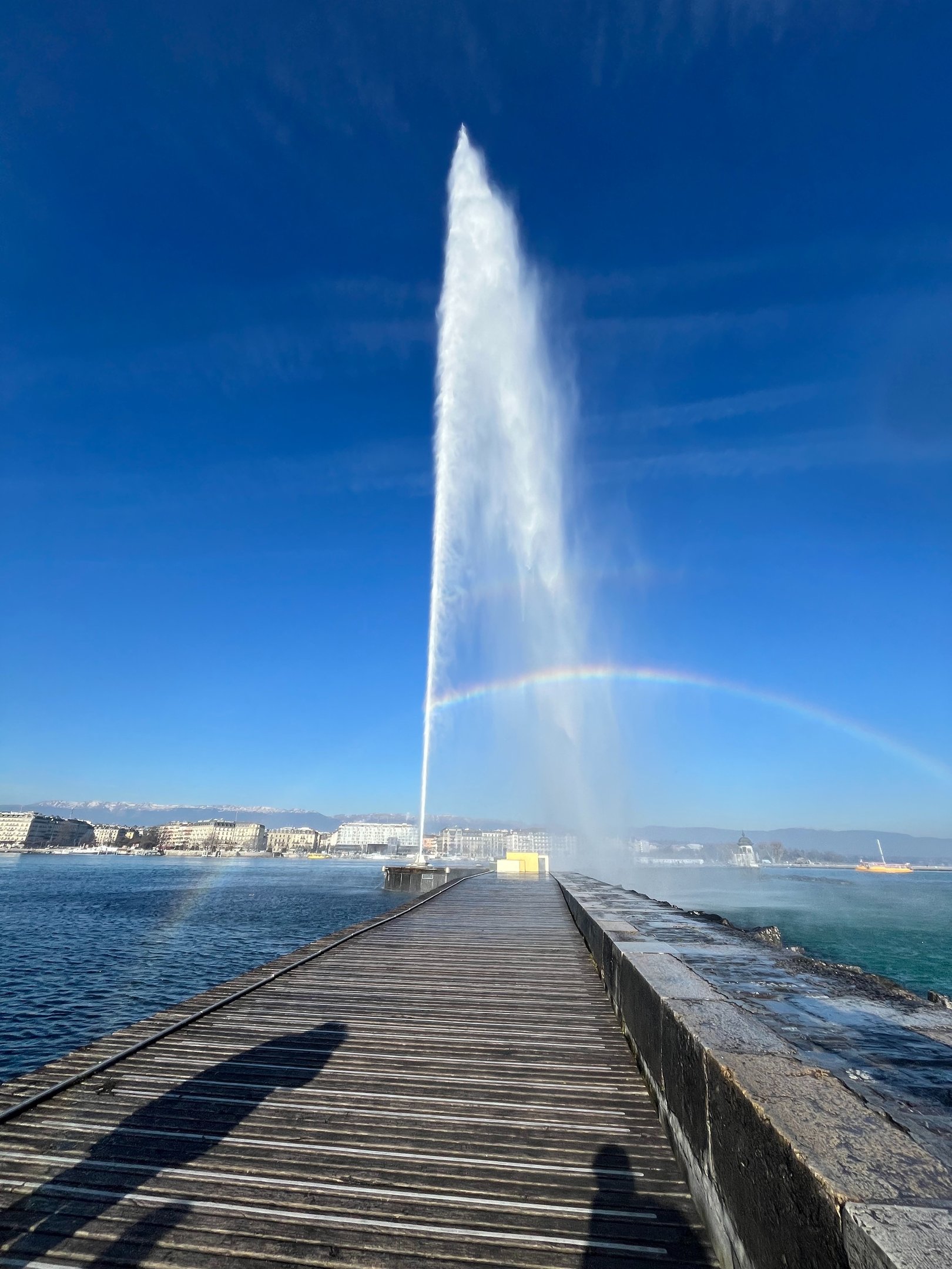A view of the famous Jet d'Eau in Geneve Switzerland