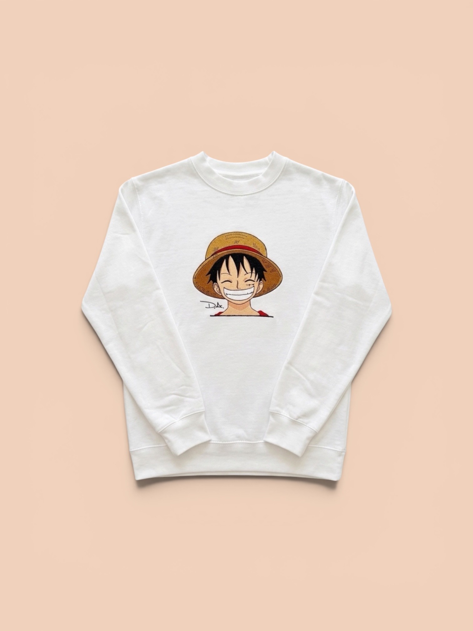 Felpa ricamata con Luffy One Piece stile anime