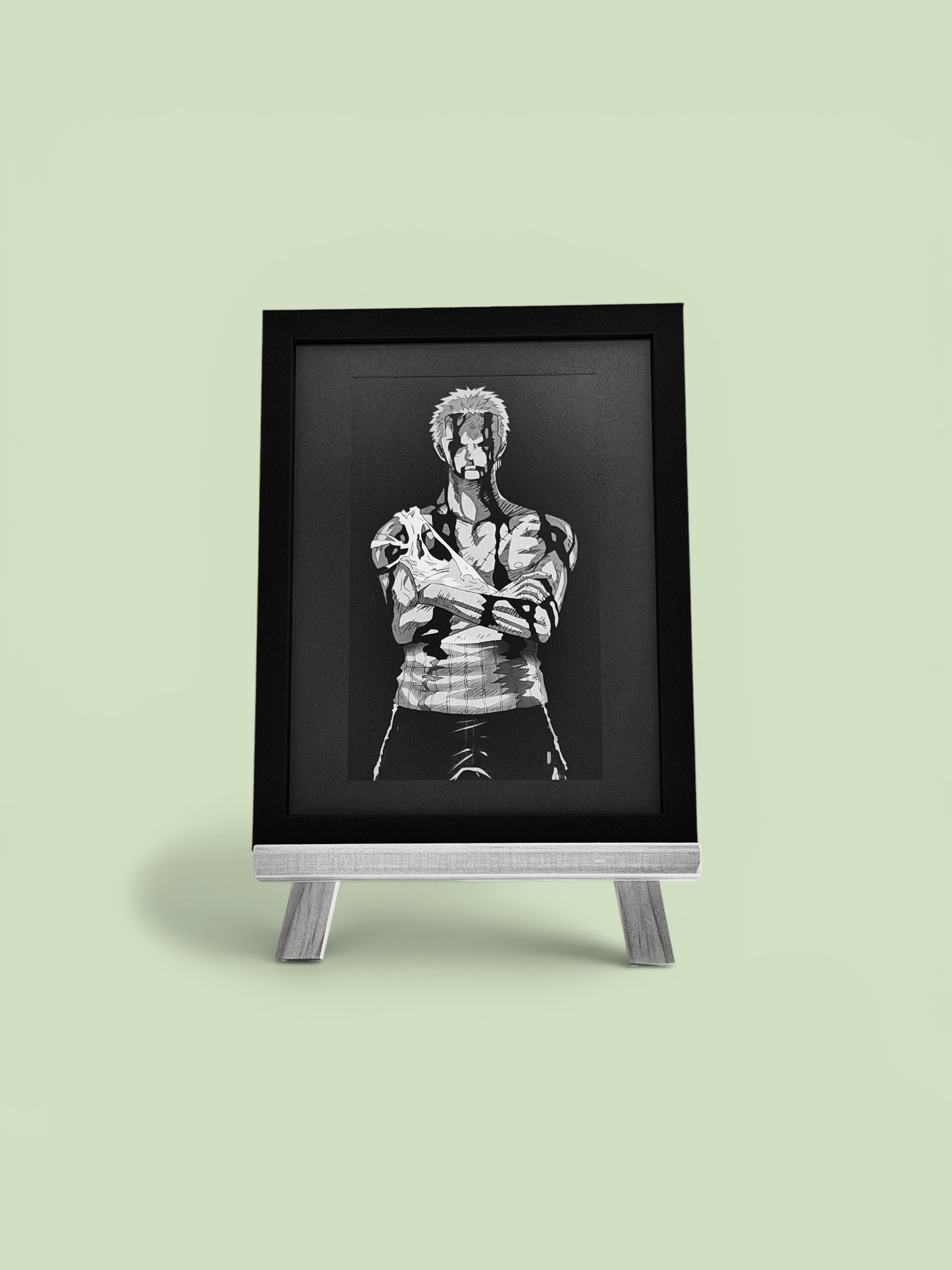 Quadro inciso a laser in alluminio con Zoro One Piece
