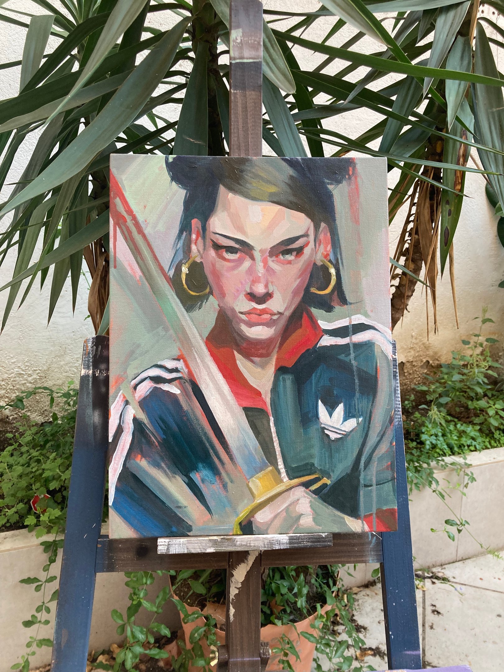 Retrato figurativo al óleo sobre lienzo, 30x40 cm.