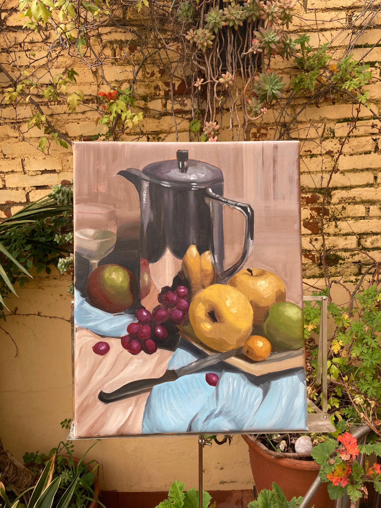 Óleo sobre tela. 38 x 47 cm. Bodegón.