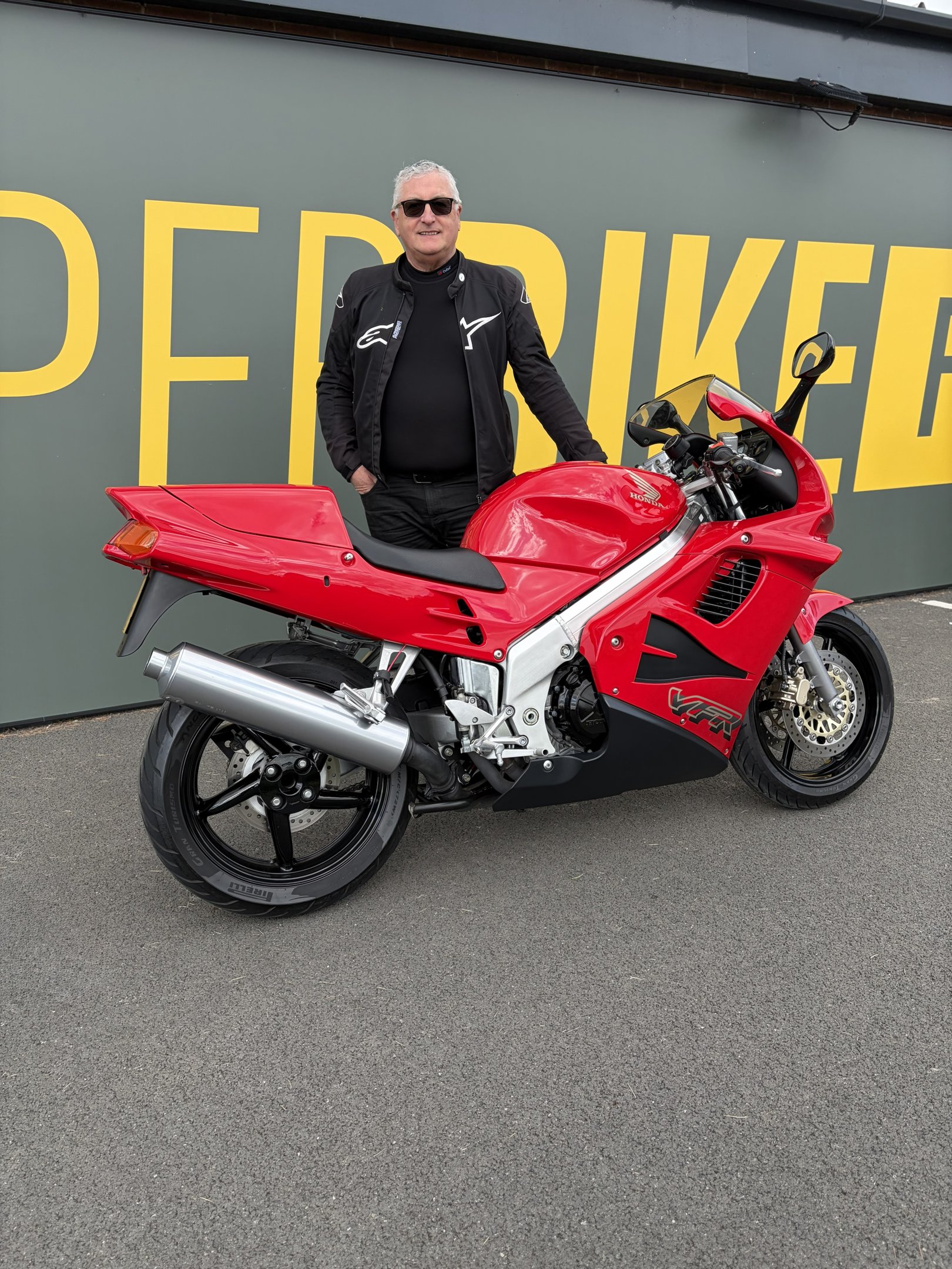 My red Honda VFR 750 sport motorcycle