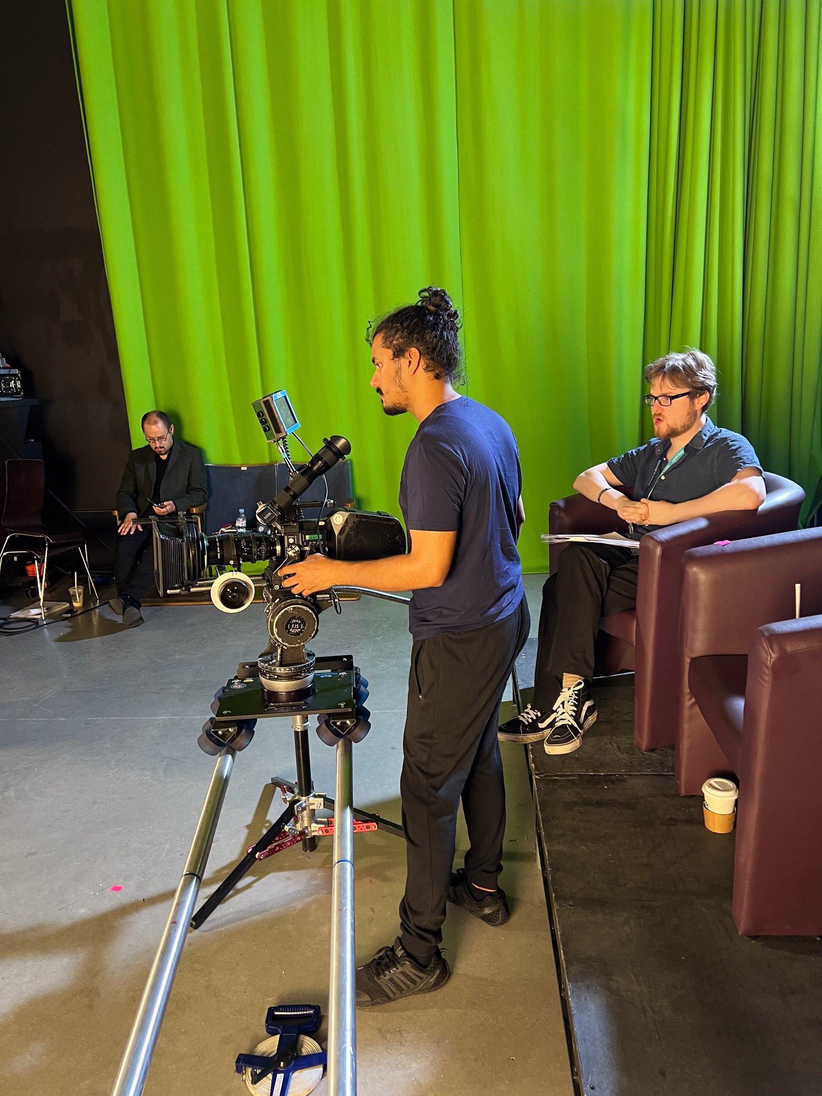 Aaton 16 mm film camera behind the scene at University of Greenwich