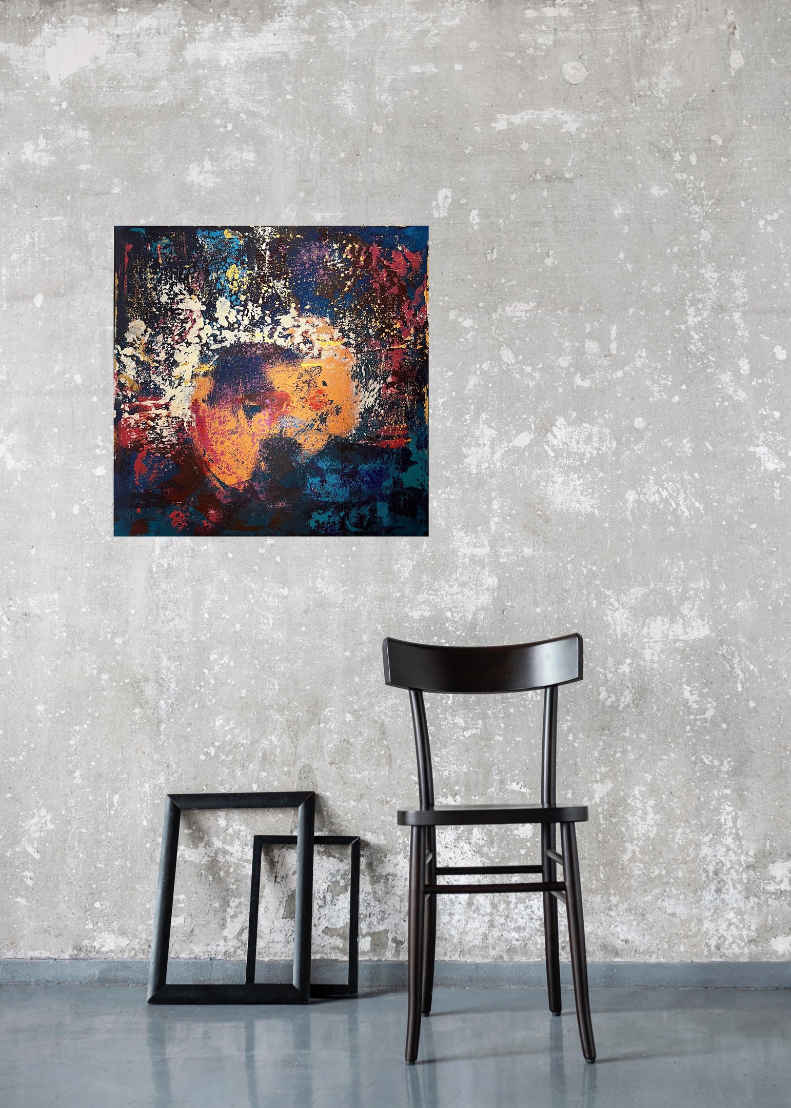 Acrylbild abstrakt blau Kupfer grün