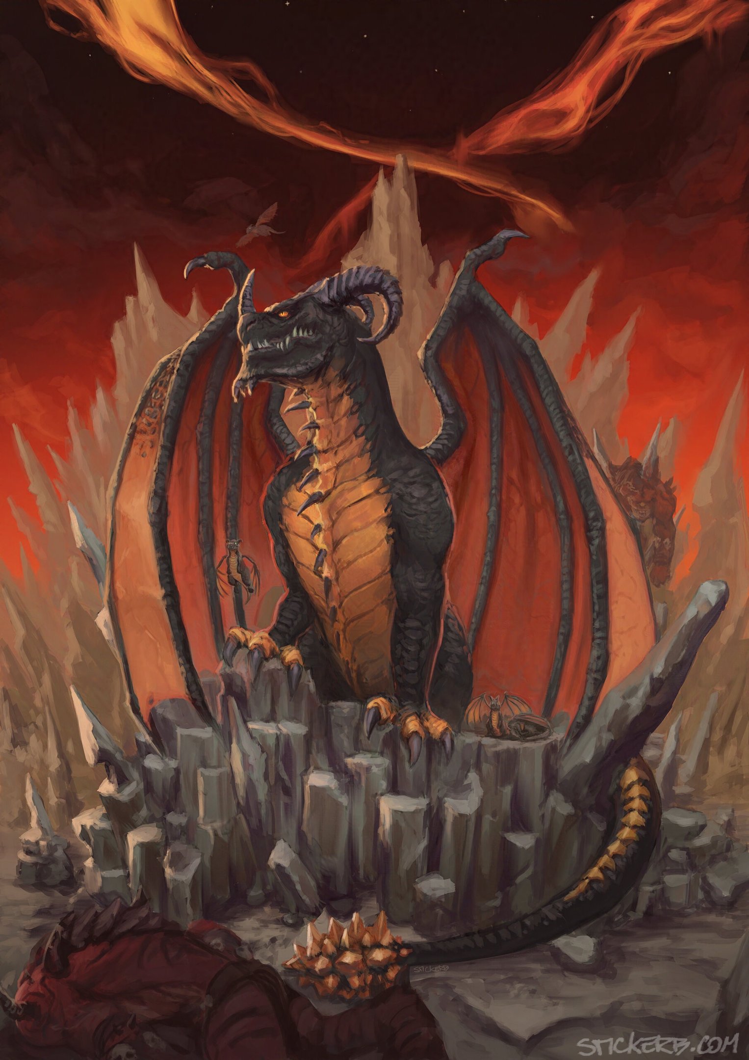 World of warcraft dragon illustration commission tcg art trading card game art