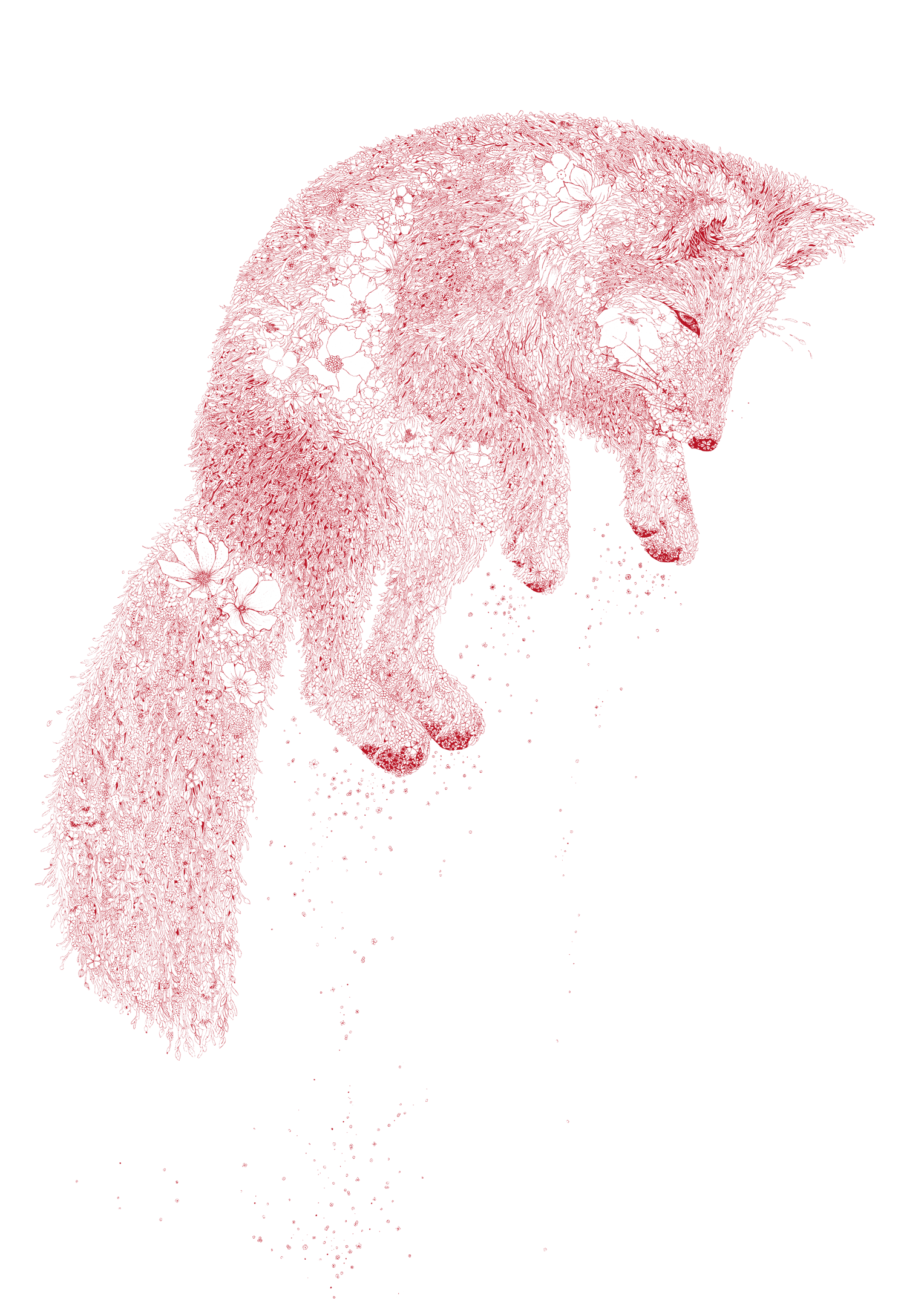 Infinité de bulles minuscules faites de fleurs de couleur rouge