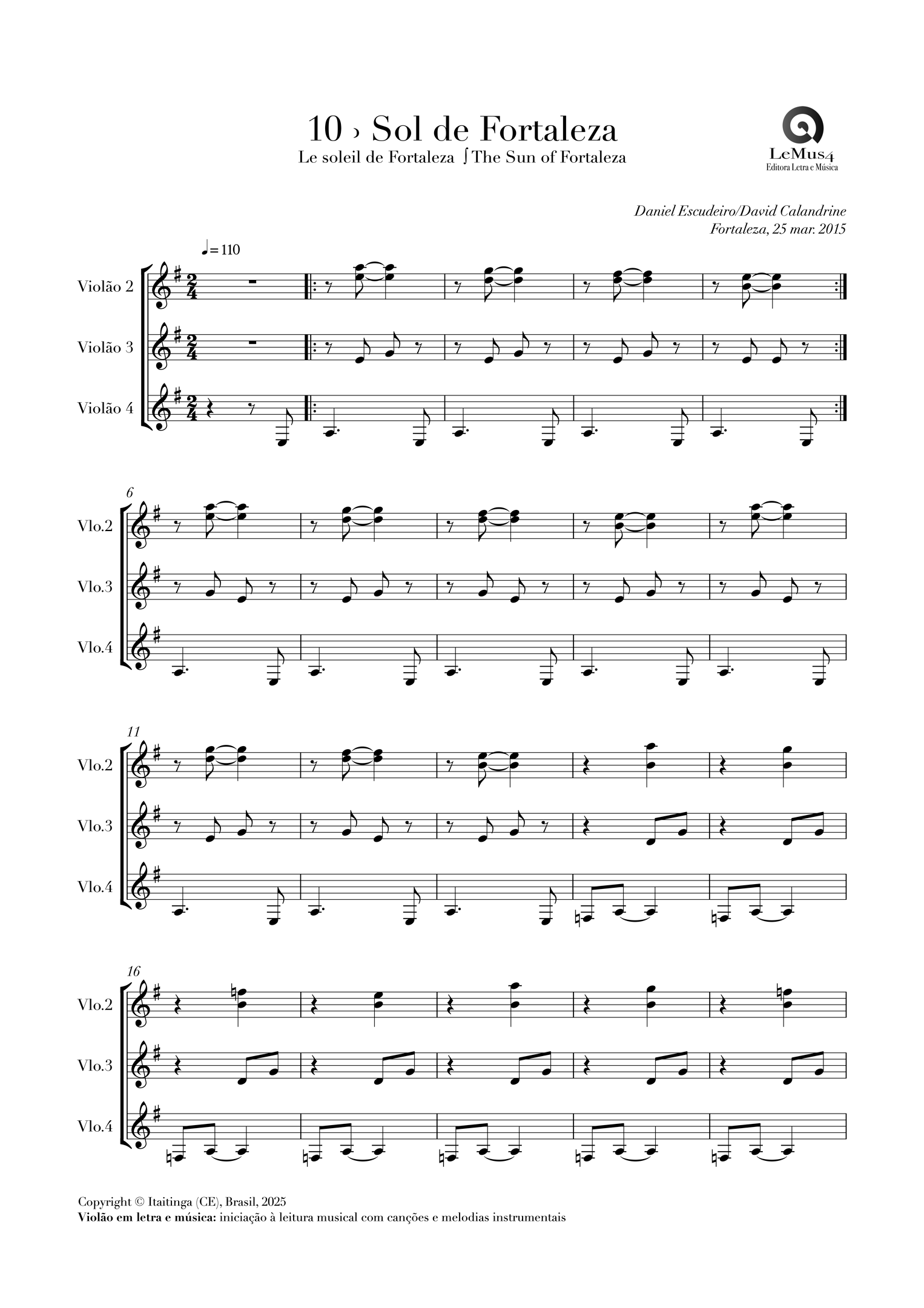 Imagem: parte completa de "Sol de Fortaleza" do livro "violão em letra e música".