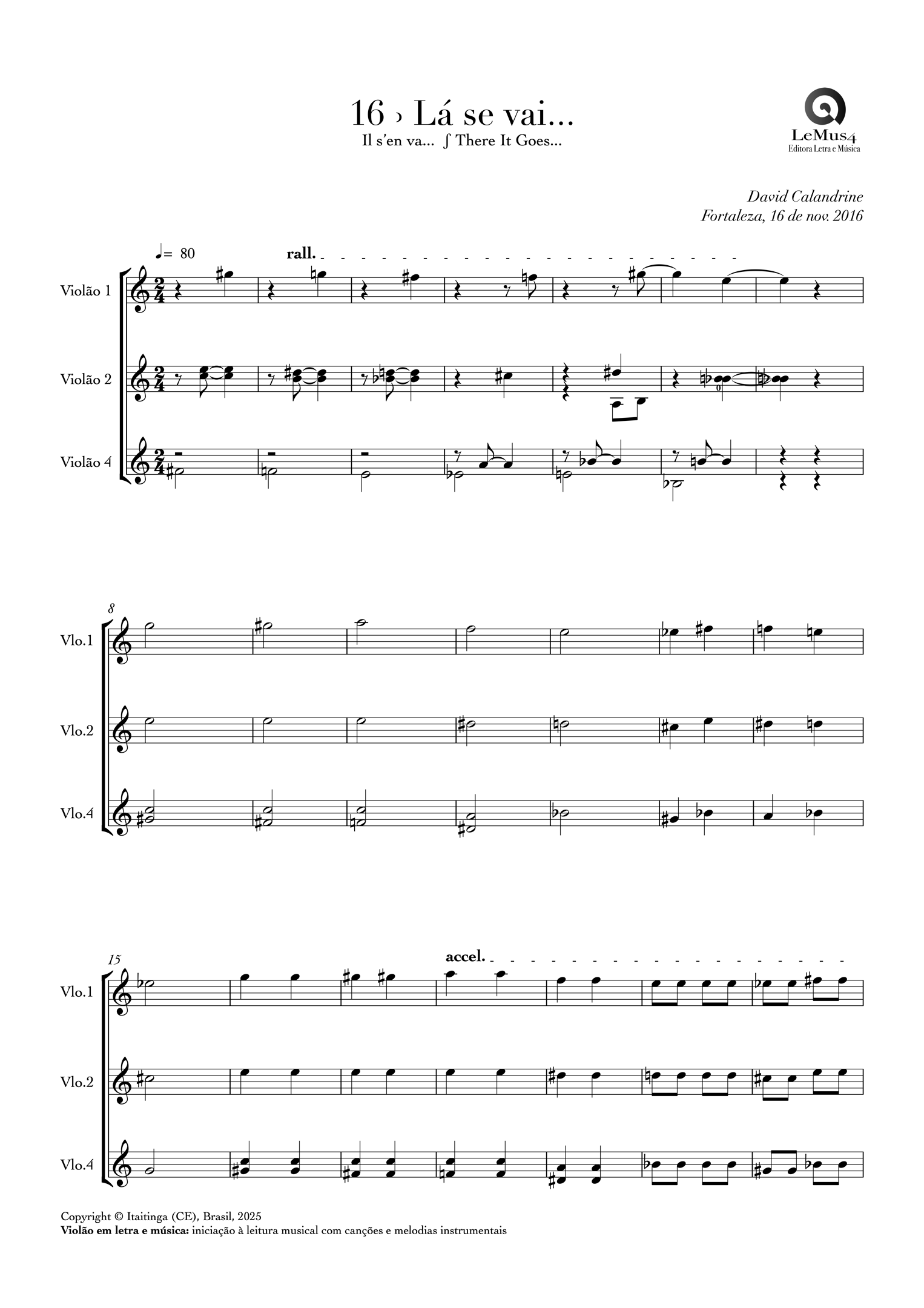 Imagem: parte completa de "Lá se vai" do livro "violão em letra e música".