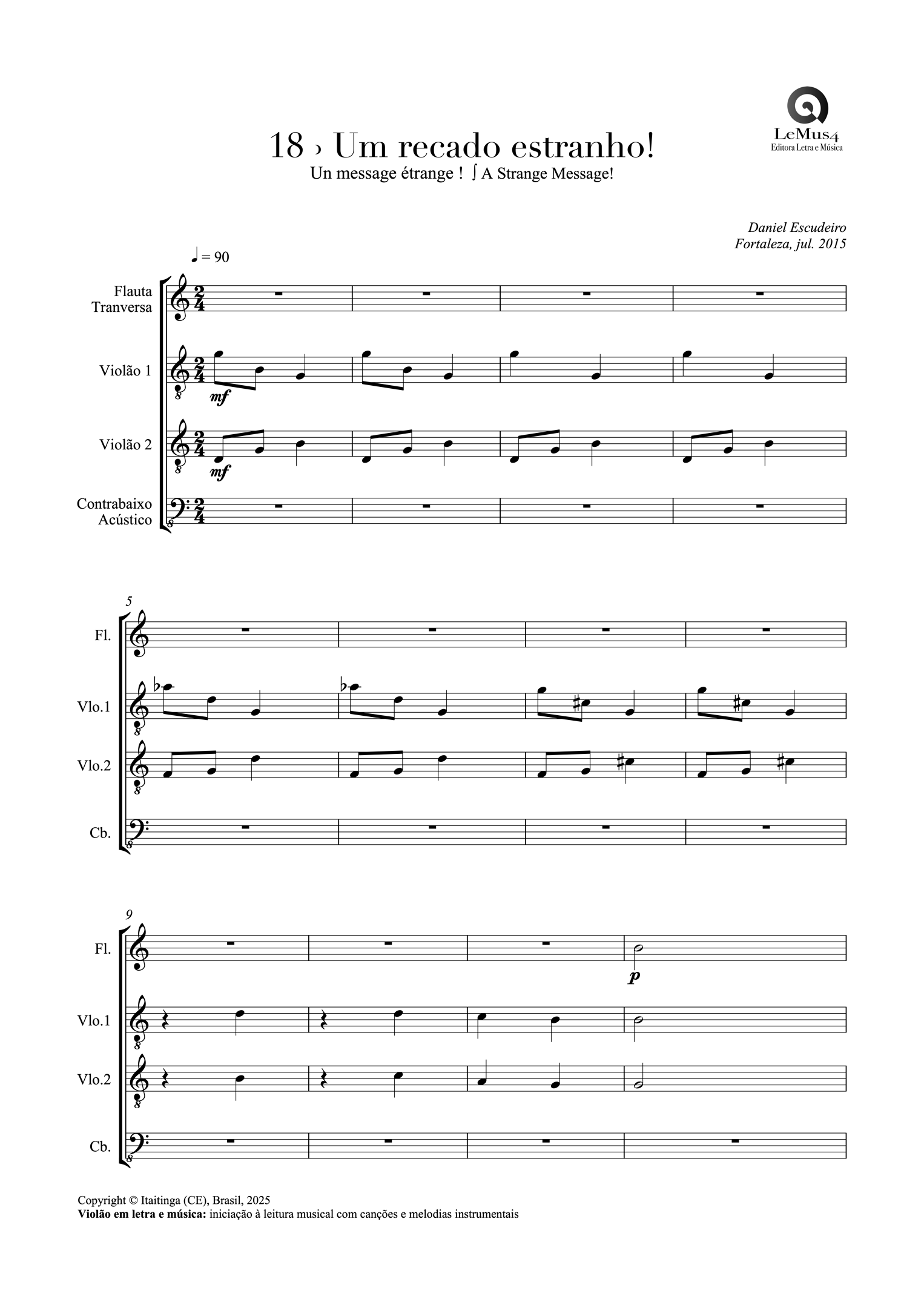 Imagem: parte completa de "Um recado estranho" do livro "violão em letra e música".