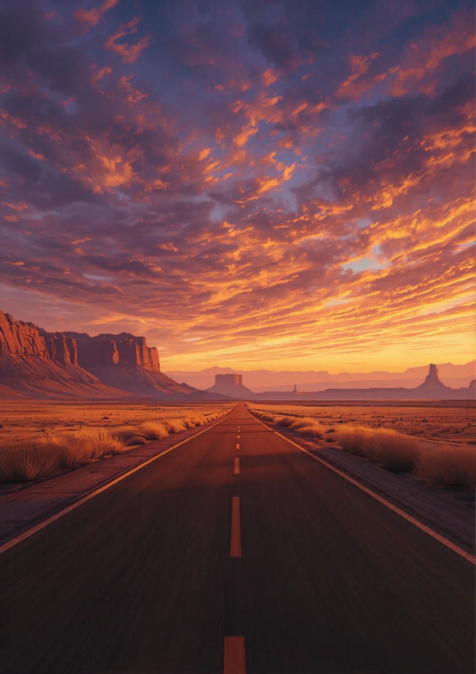 Open highway through the New Mexico desert Southwest landscape — Horacio & Visconti