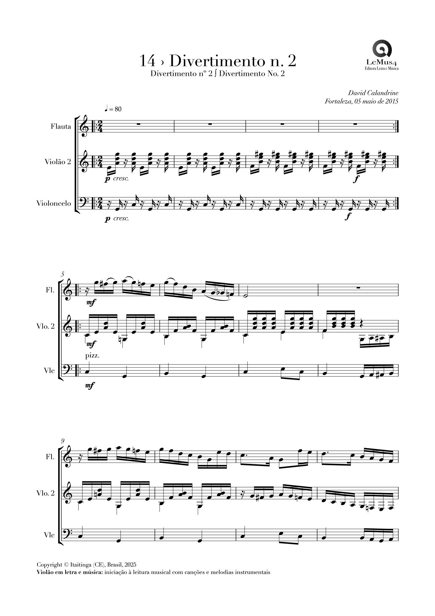 Imagem: parte completa de "Divertimento n. 2" do livro "violão em letra e música".