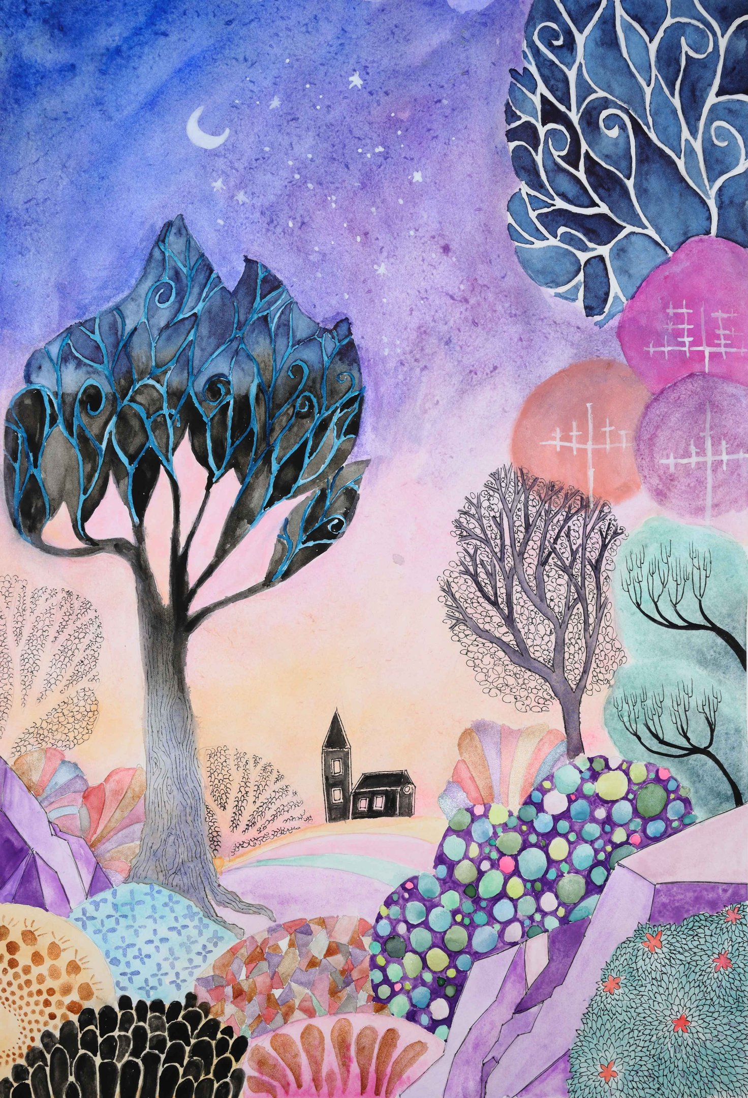 Magic tree - whimsical wall art uk