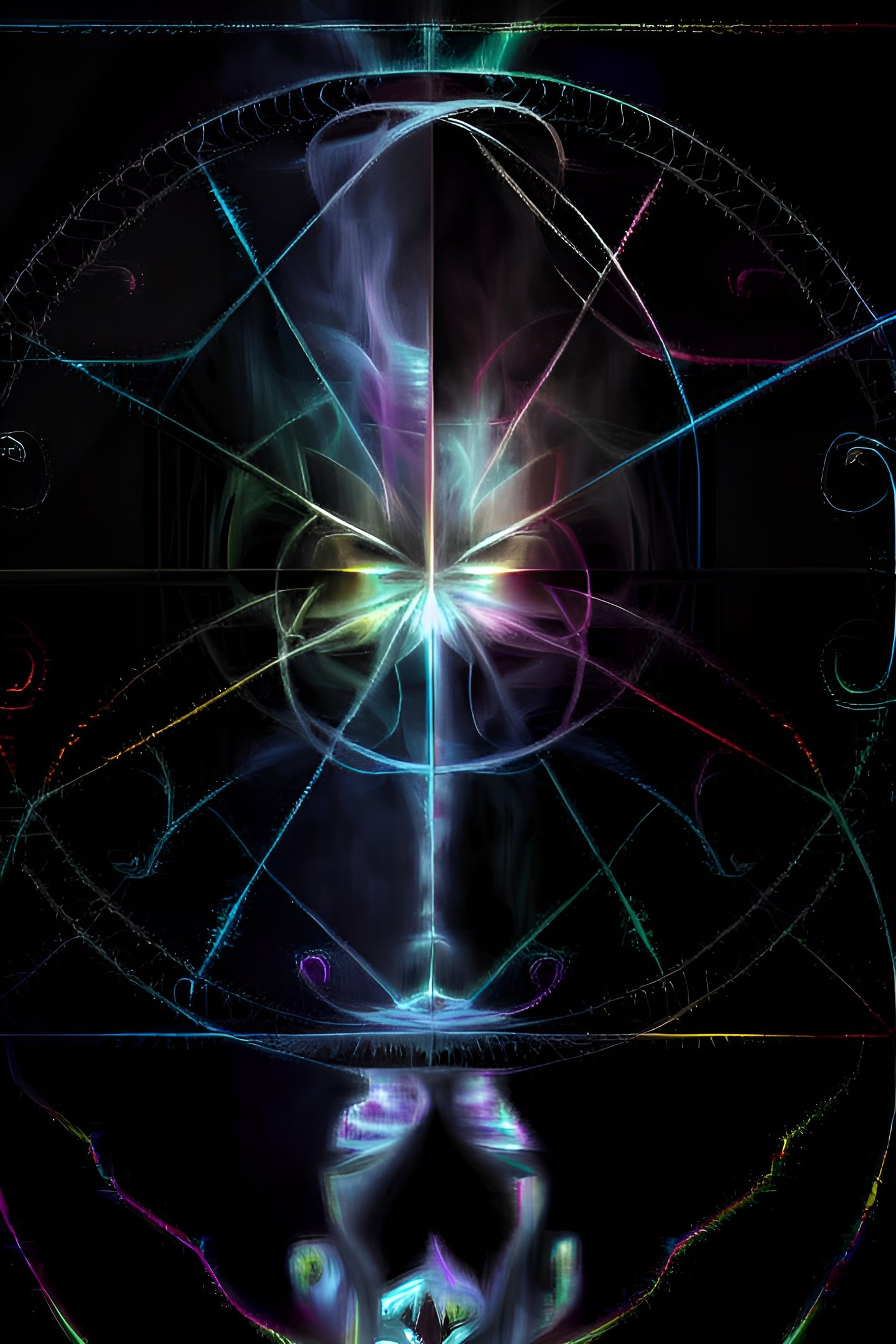 a digital painting of a man's face and a clock