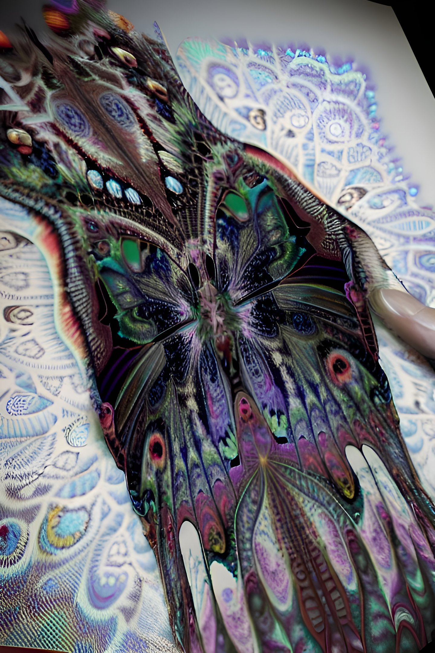 a person holding a large piece of art work