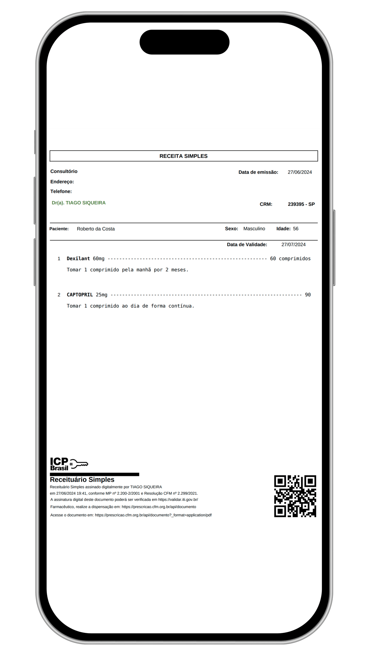 Receita recebida por celular