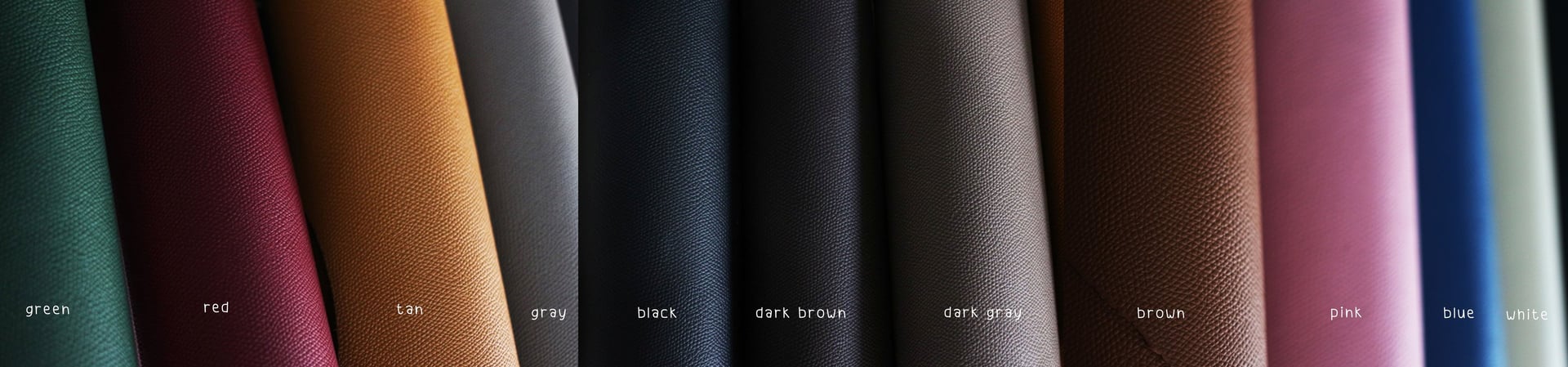 a variety of different colored Epsom leather, leather